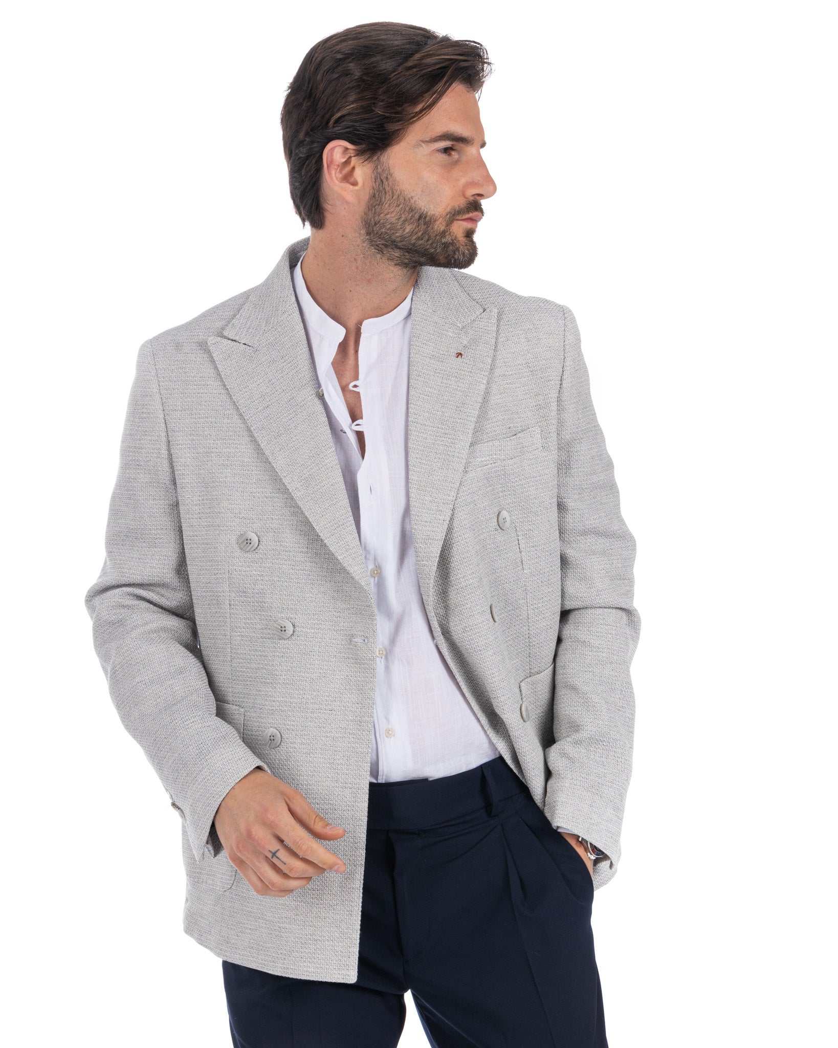 Leuca - gray double-breasted jacket