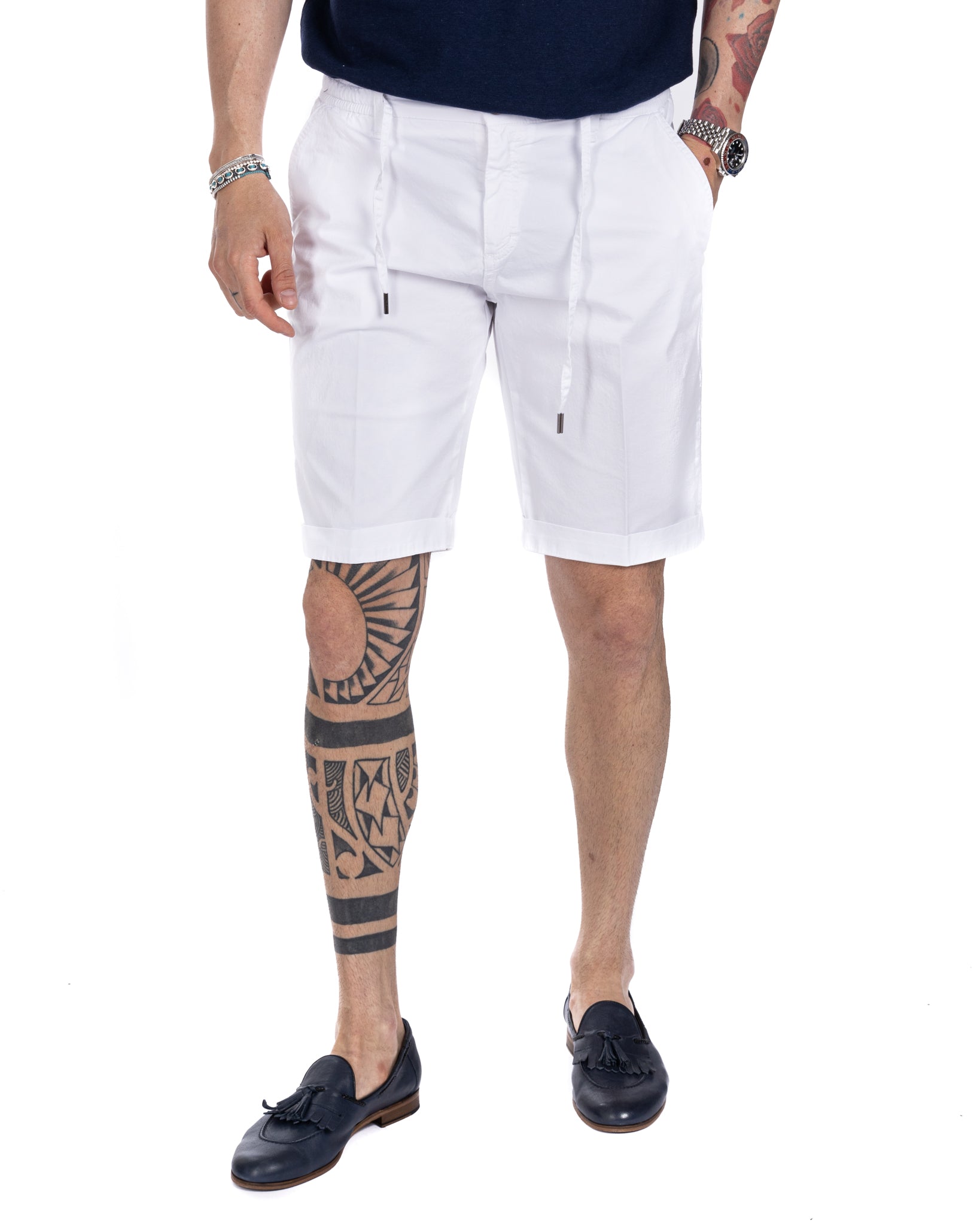Barbuda - white cotton Bermuda shorts