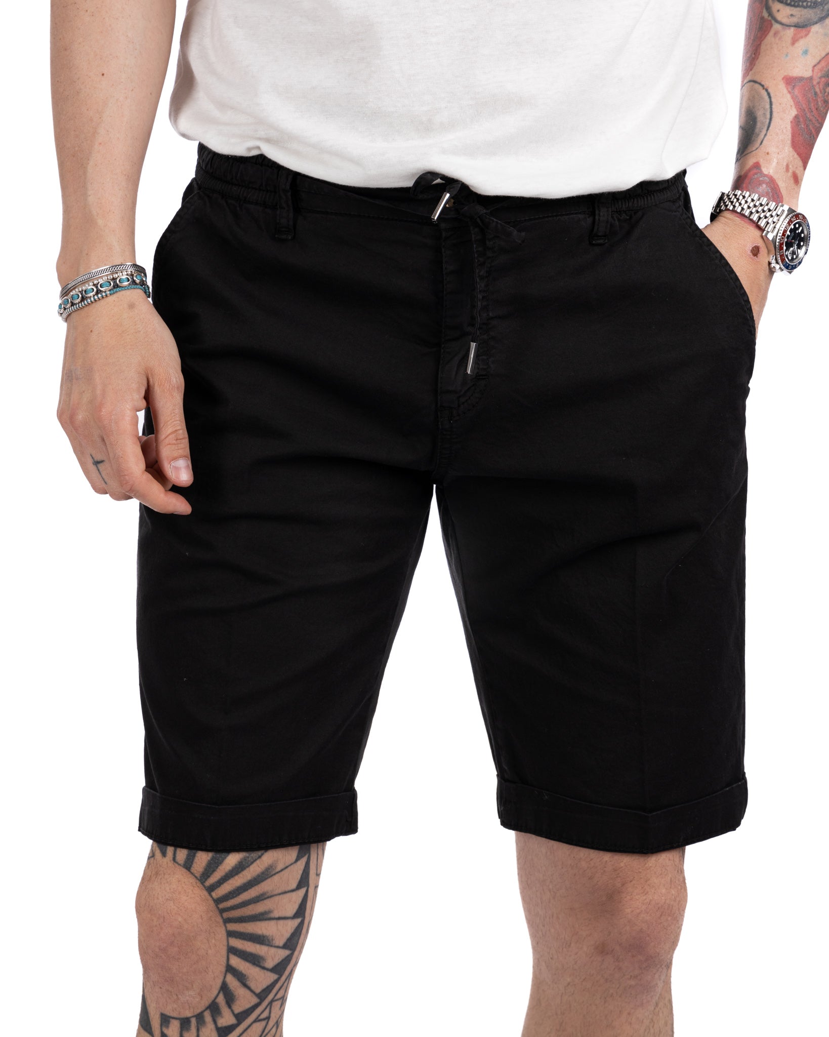Barbuda - black cotton Bermuda shorts