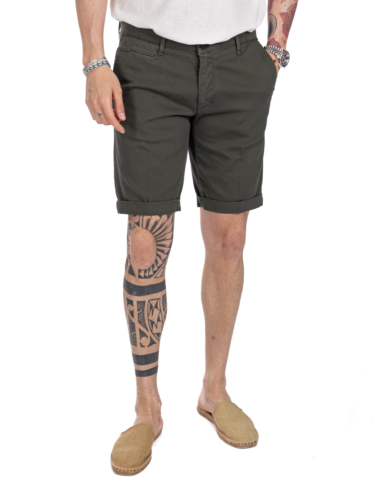 Mayreau - military woven cotton Bermuda shorts