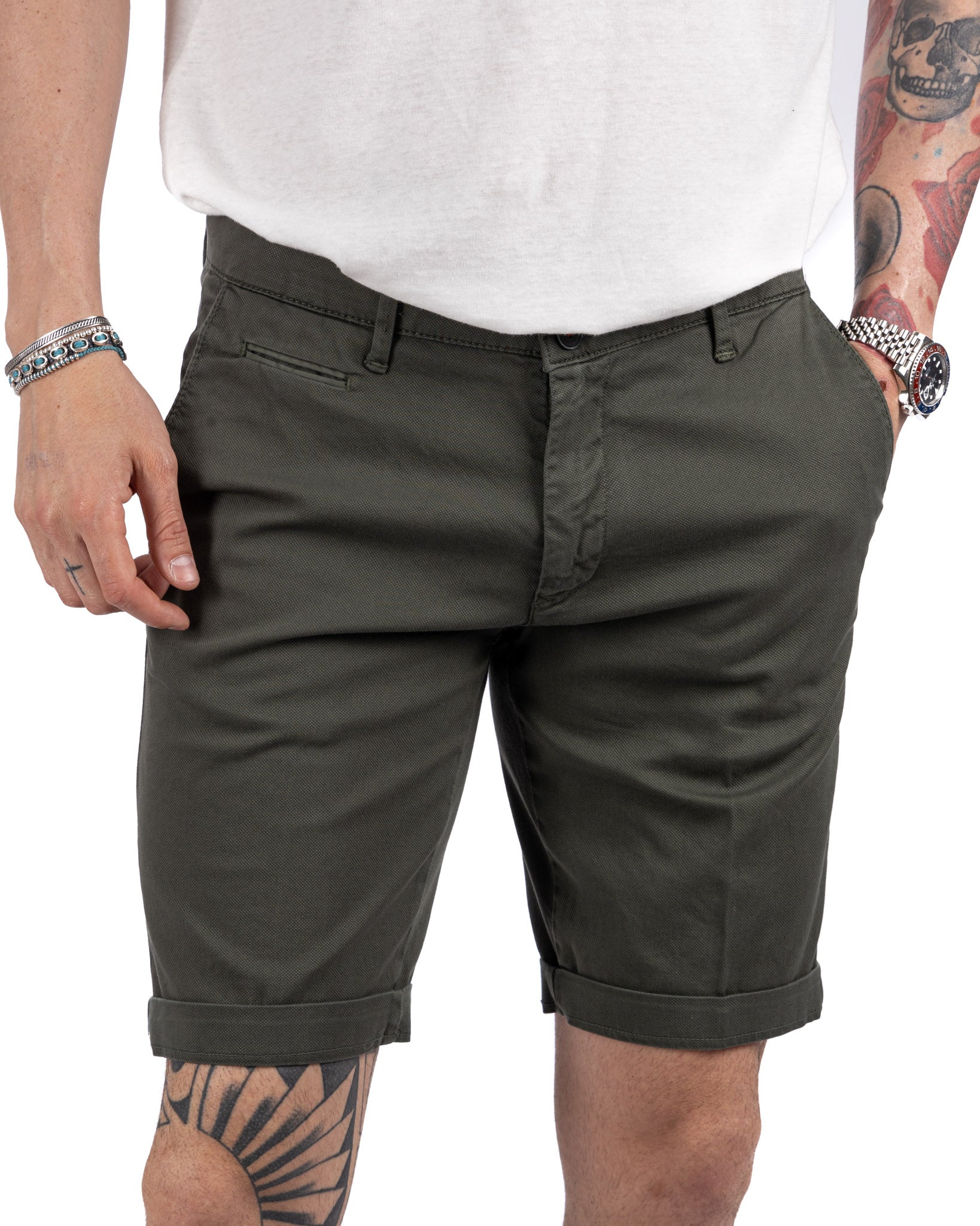 Mayreau - military woven cotton Bermuda shorts