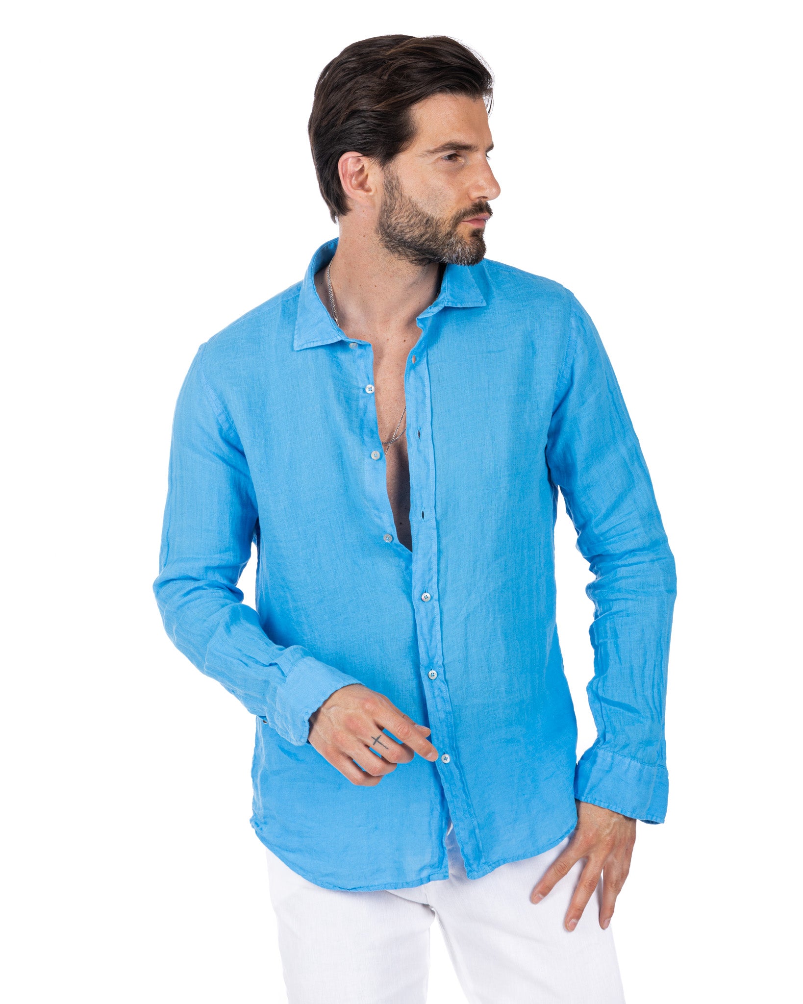 Montecarlo - turquoise pure linen shirt