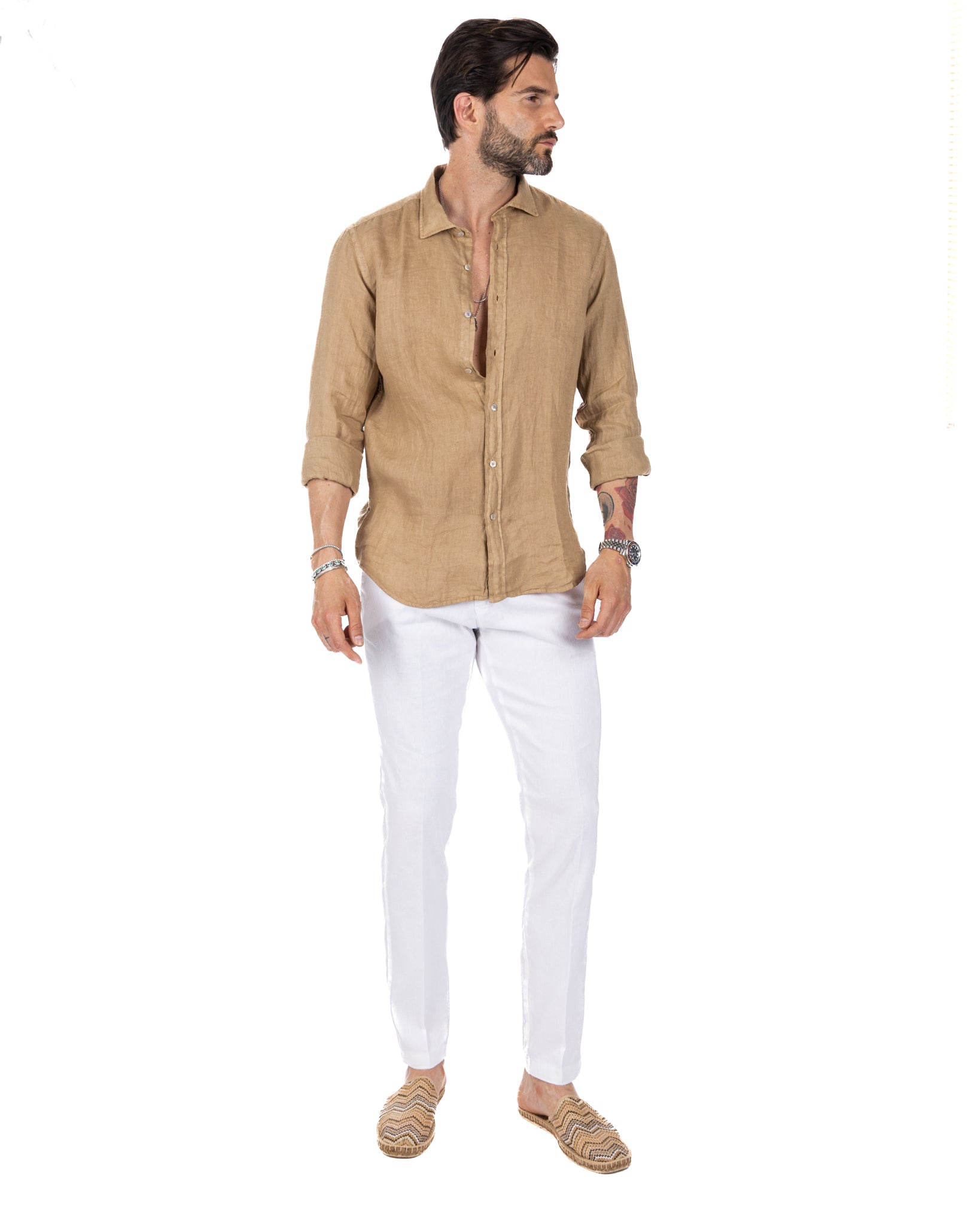 Montecarlo - camel pure linen shirt