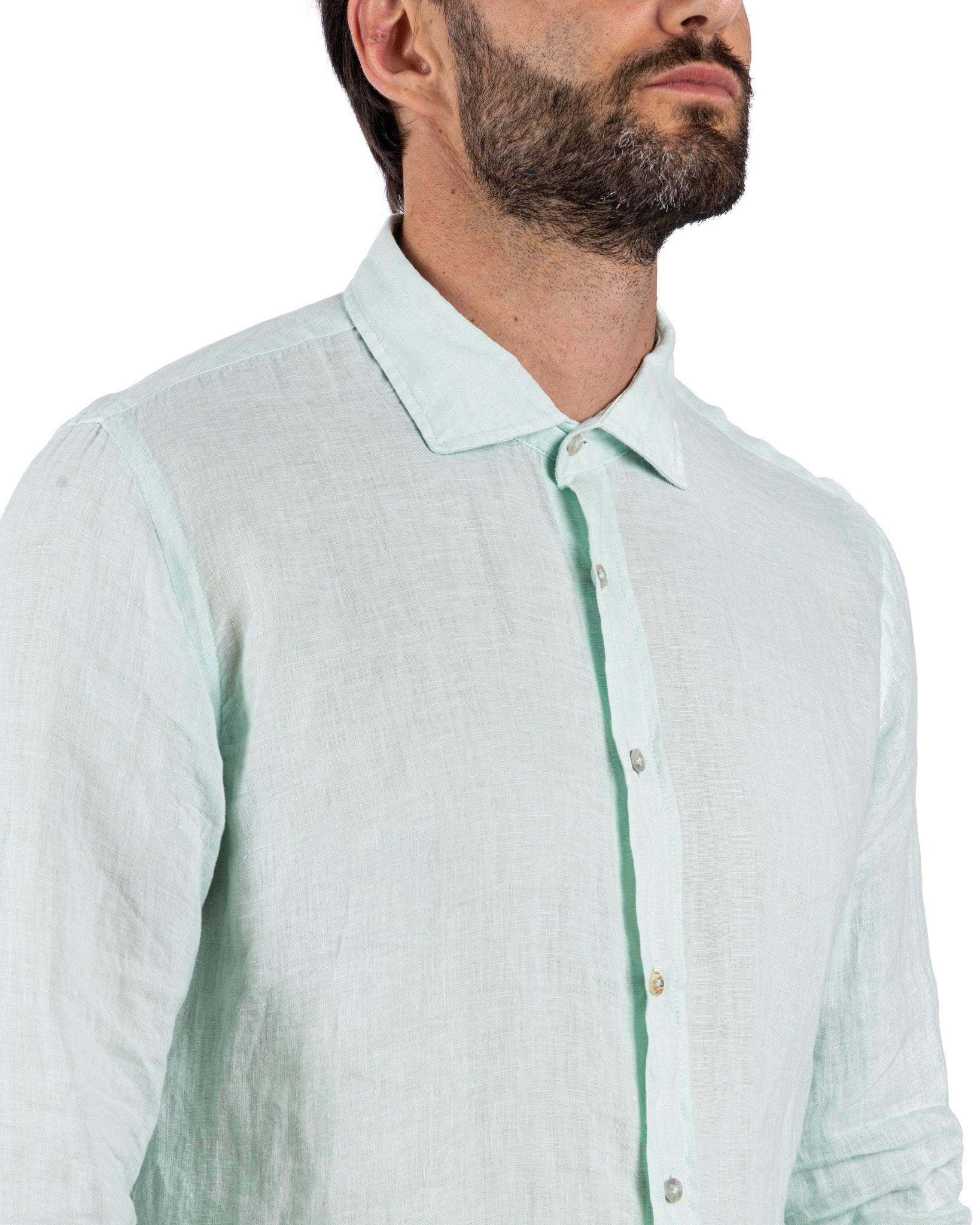 Montecarlo - light green pure linen shirt