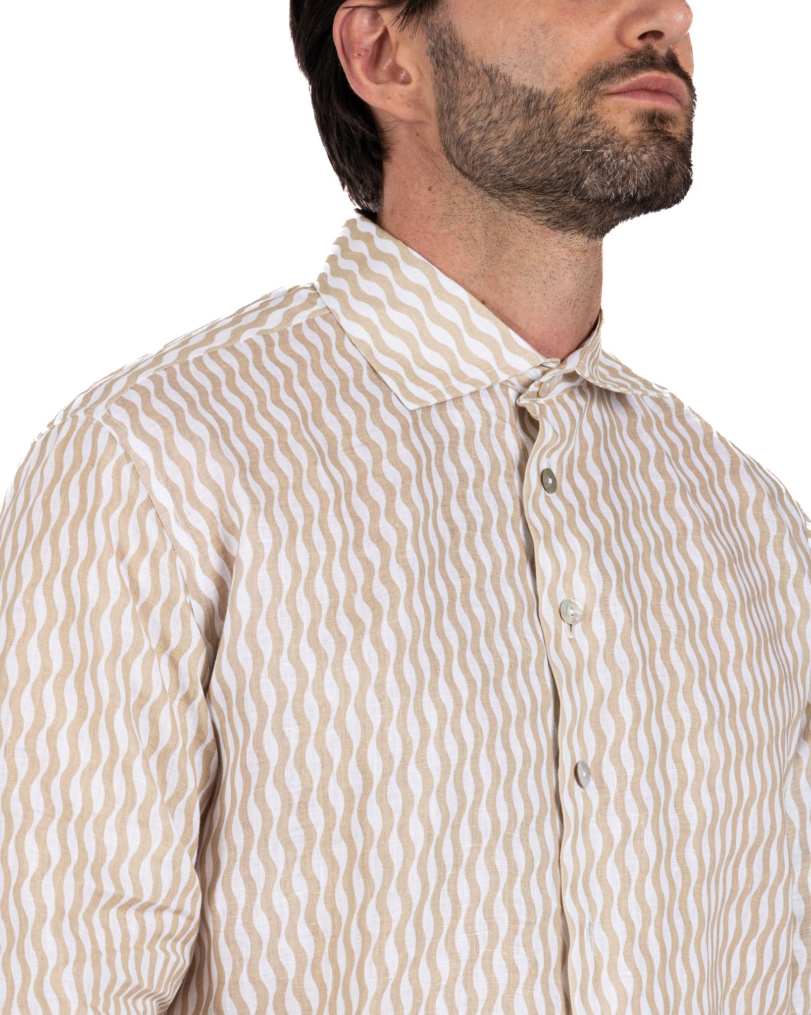 Onda - beige printed linen shirt