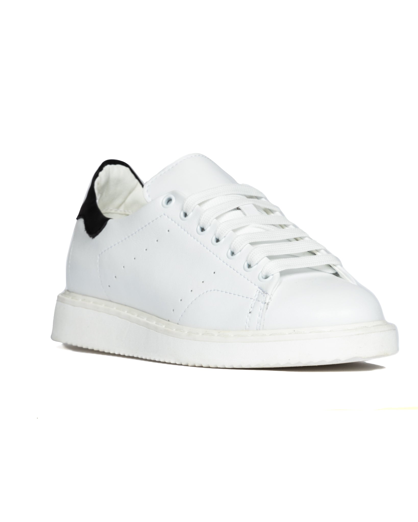 S01 - white leather sneakers with black details