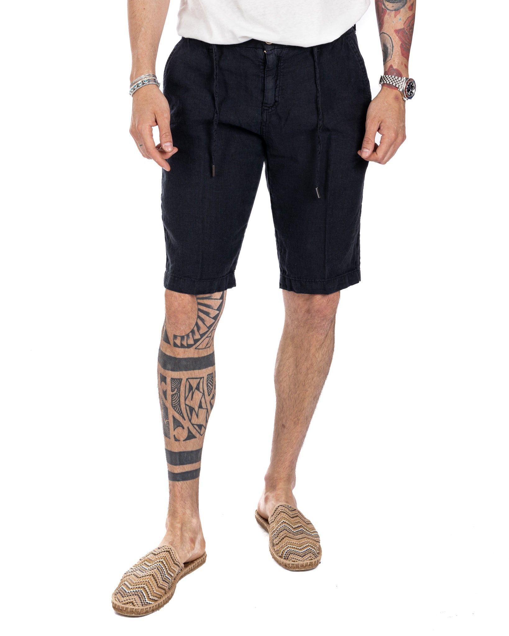 Saint Martin - blue pure linen Bermuda shorts