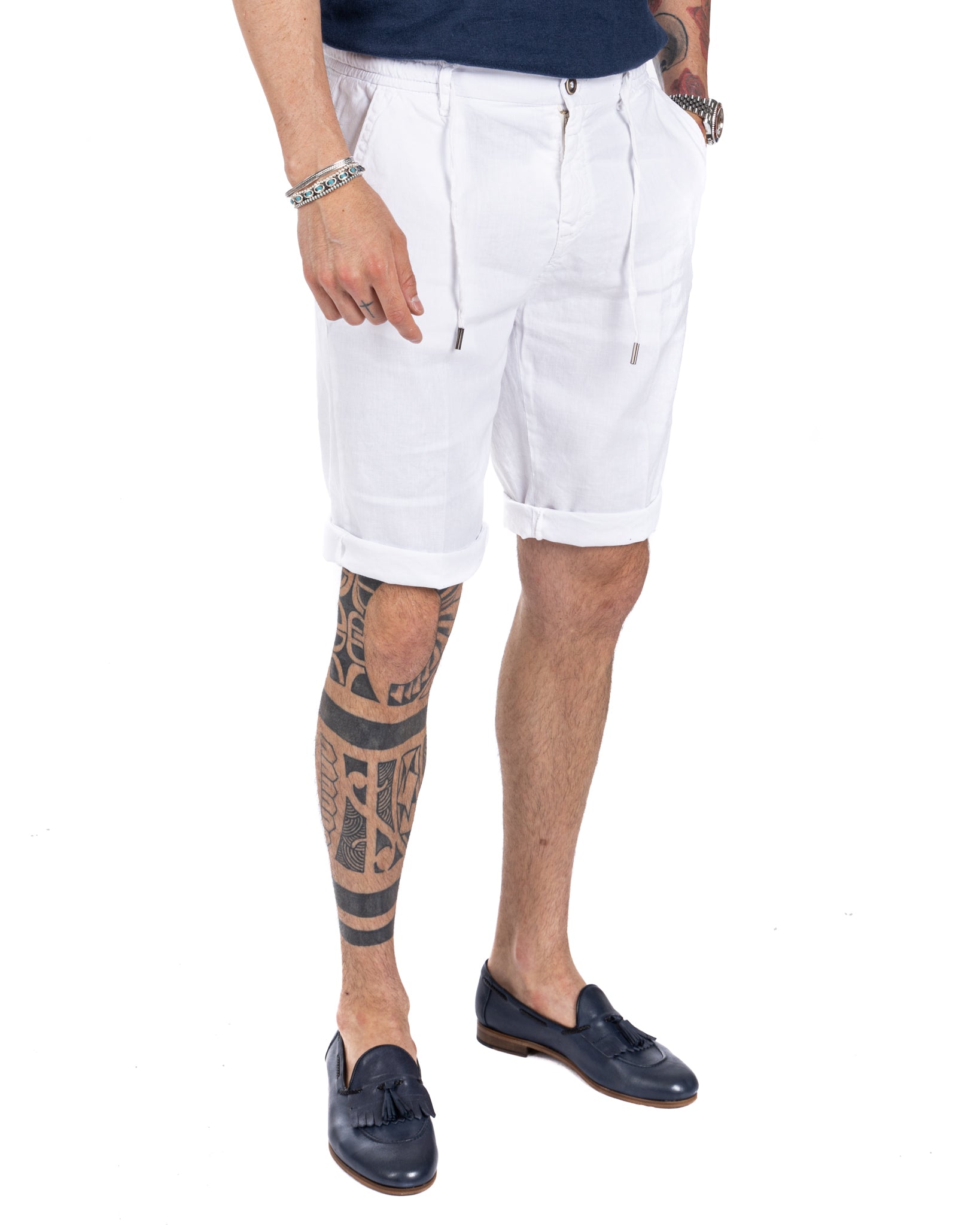Saint Martin - white pure linen Bermuda shorts