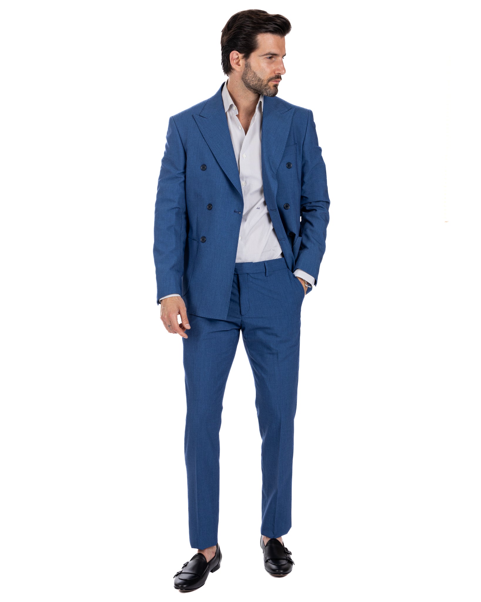 Monaco - double-breasted jeans suit