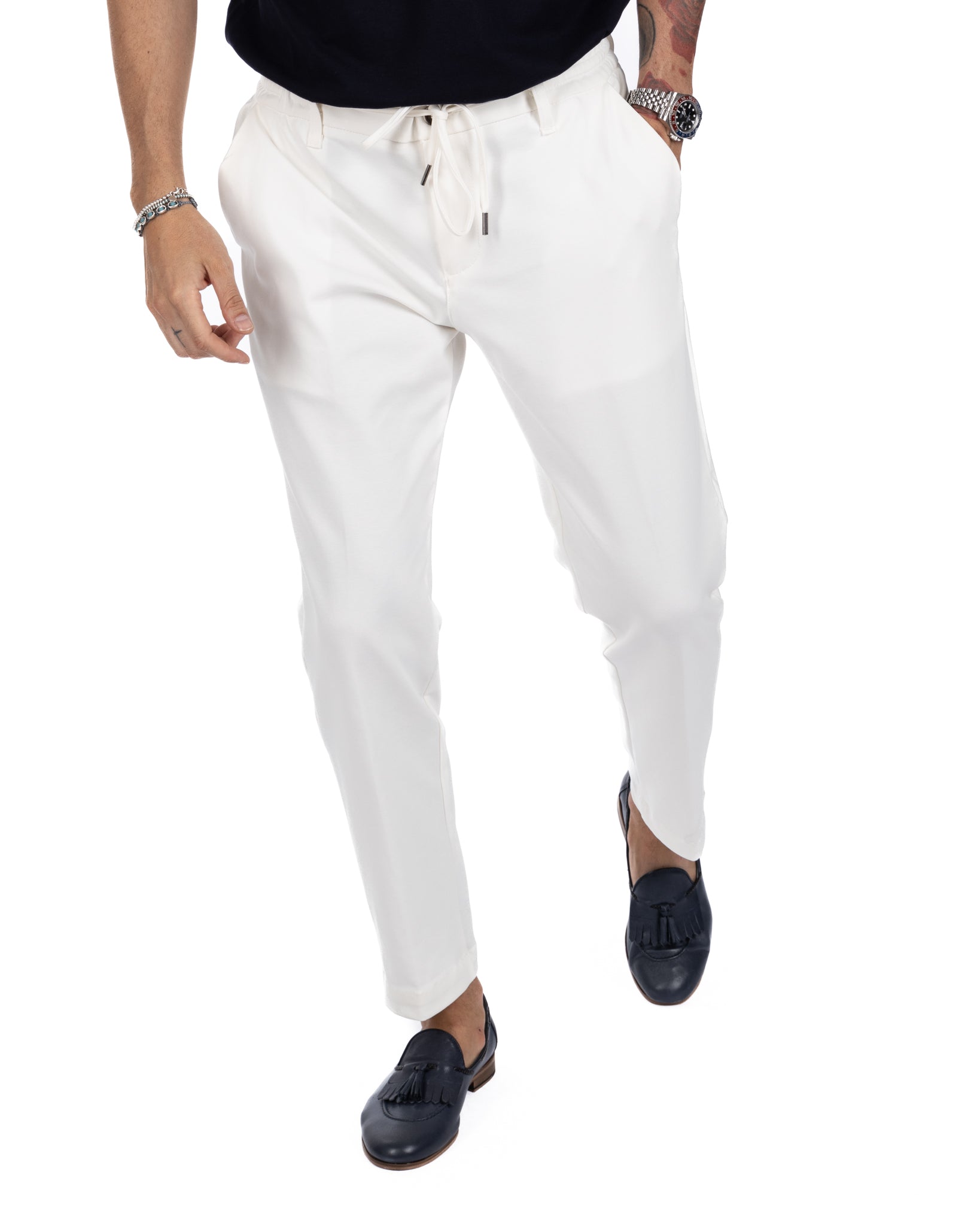 Shelby - cream cotton trousers