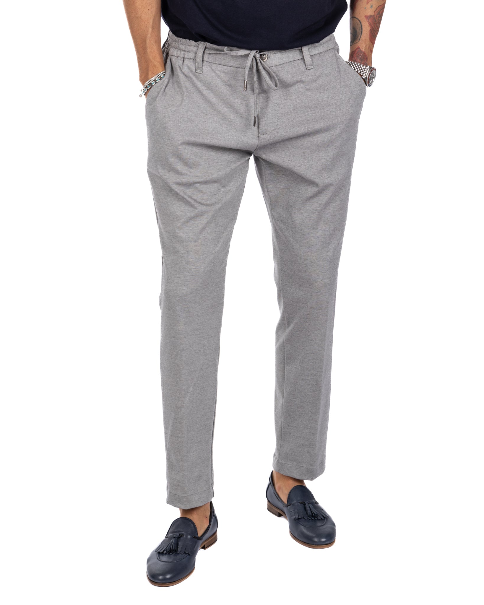 Shelby - gray cotton trousers