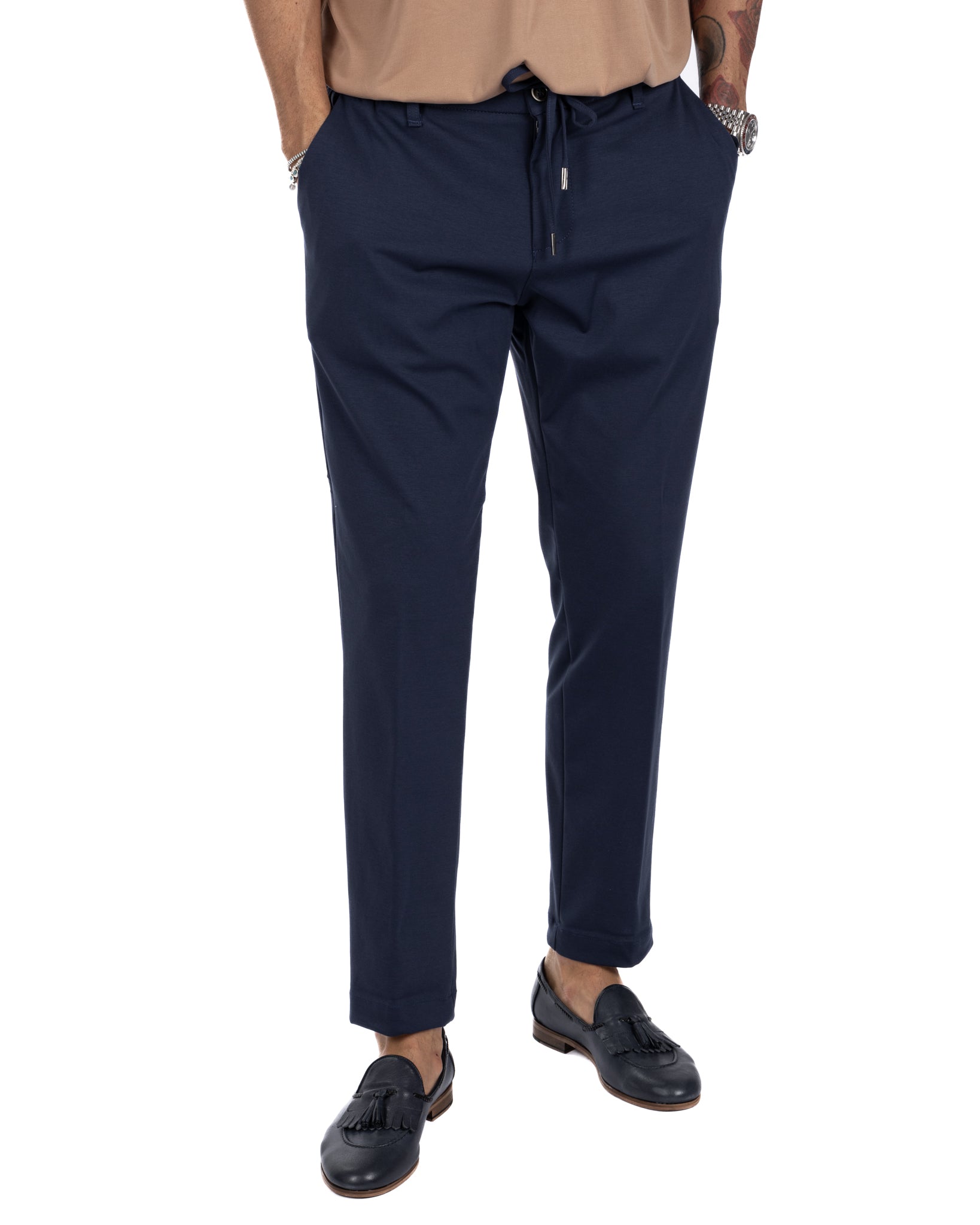 Shelby - blue cotton trousers
