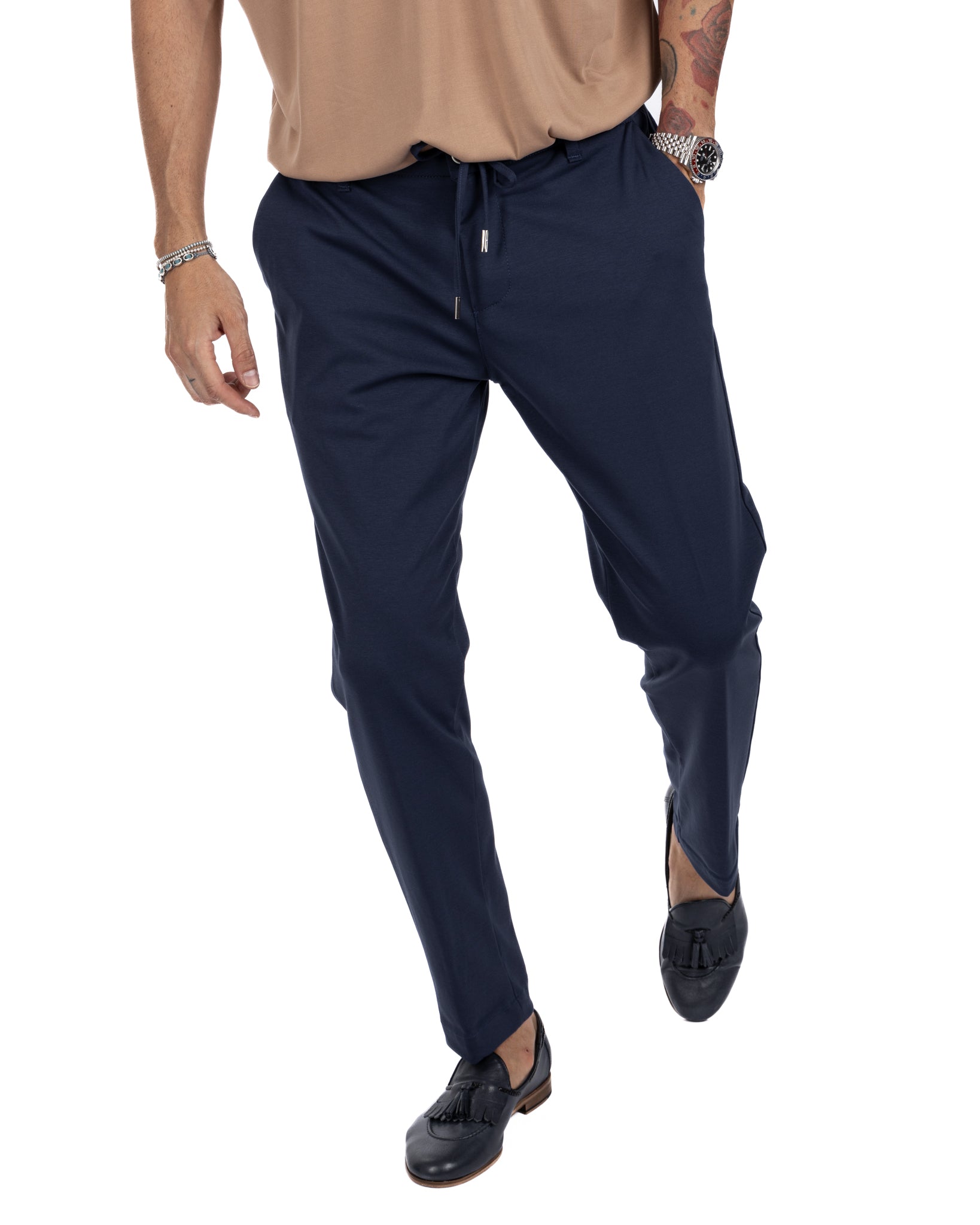 Shelby - blue cotton trousers