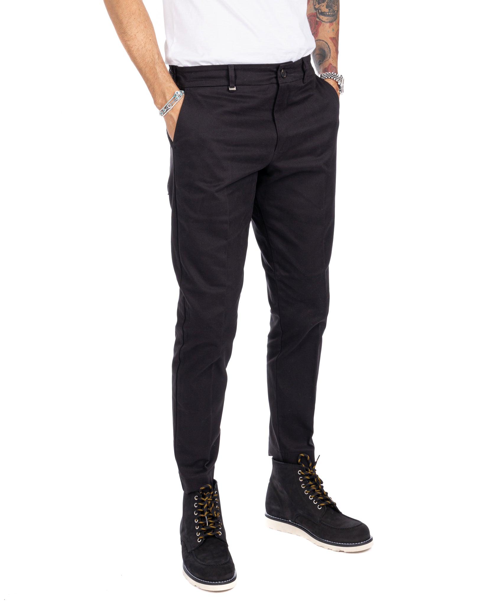 Elder - black cotton capri trousers