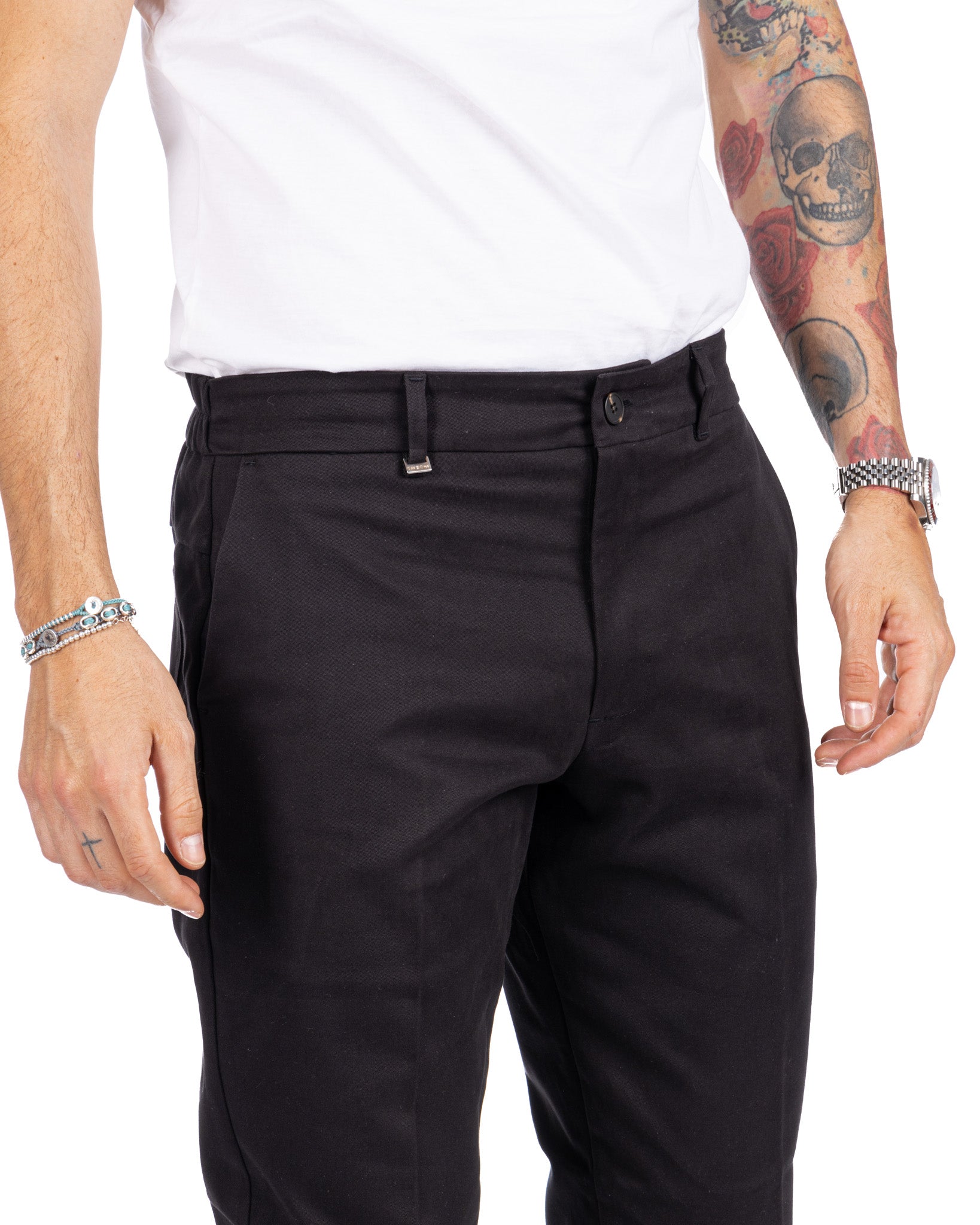 Elder - black cotton capri trousers