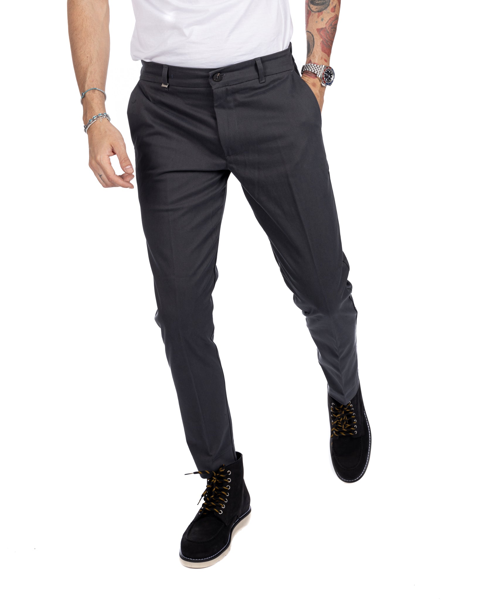 Elder - gray cotton capri trousers