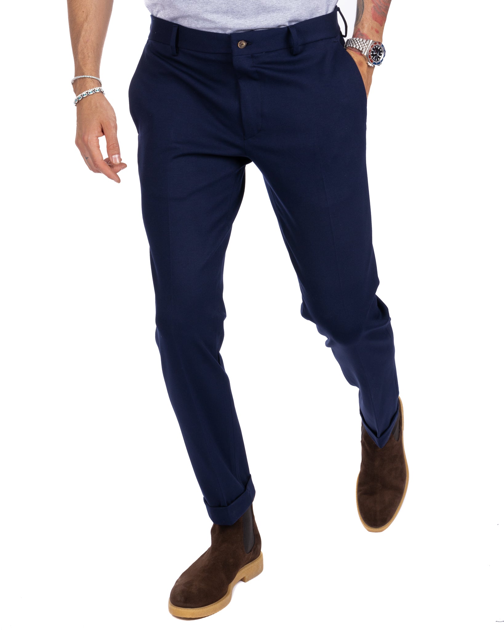 Mustang - pantalon point de Milan bleu