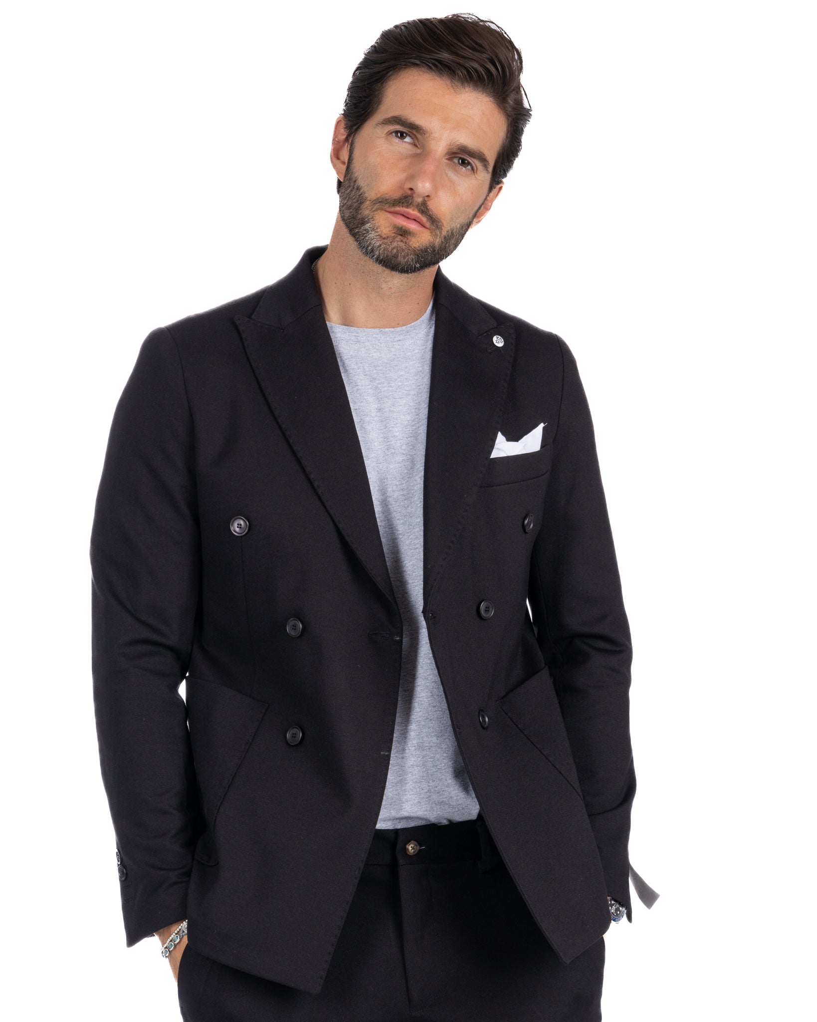 Mustang - black milan stitch double-breasted jacket