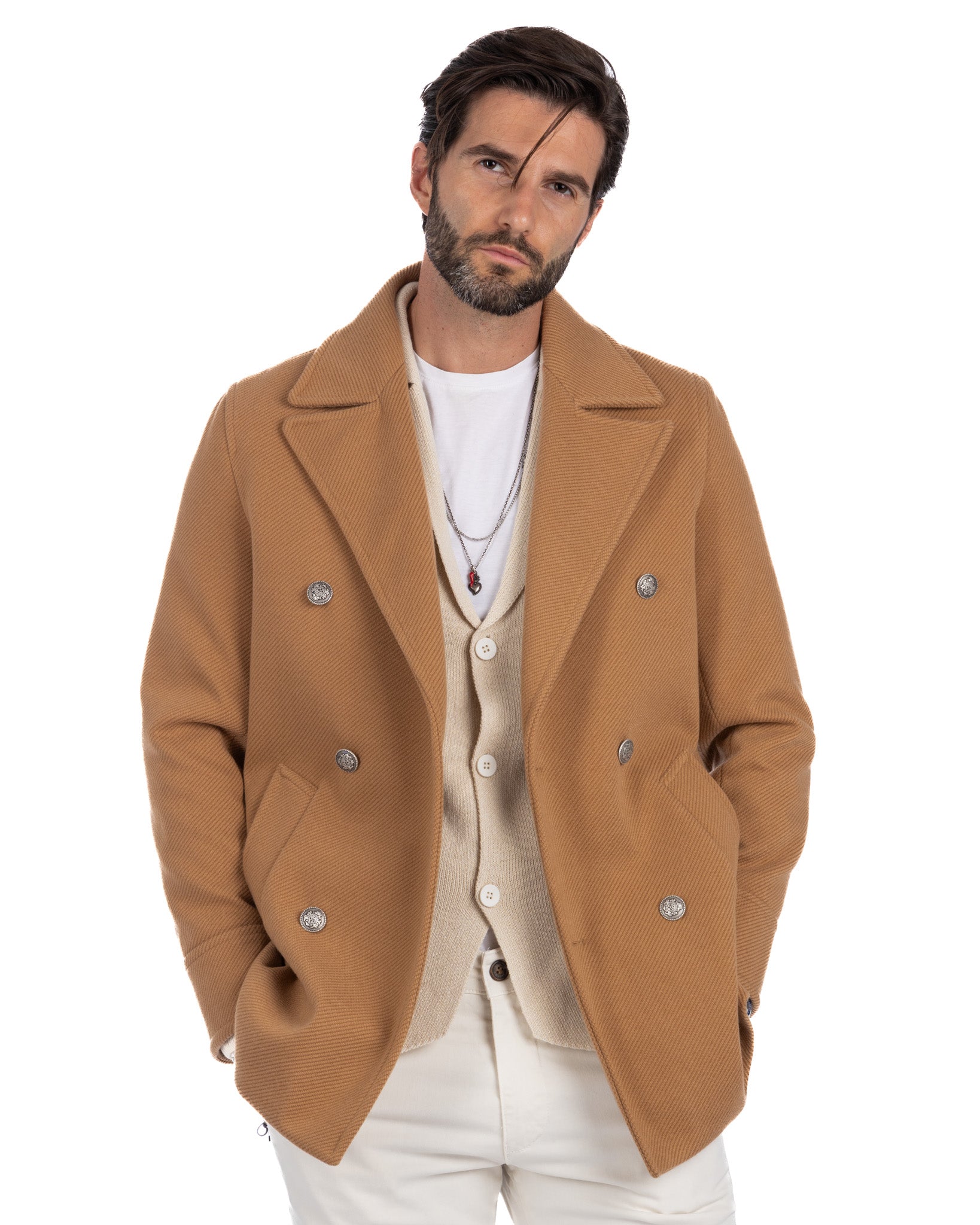 David - beige 3/4 wool coat