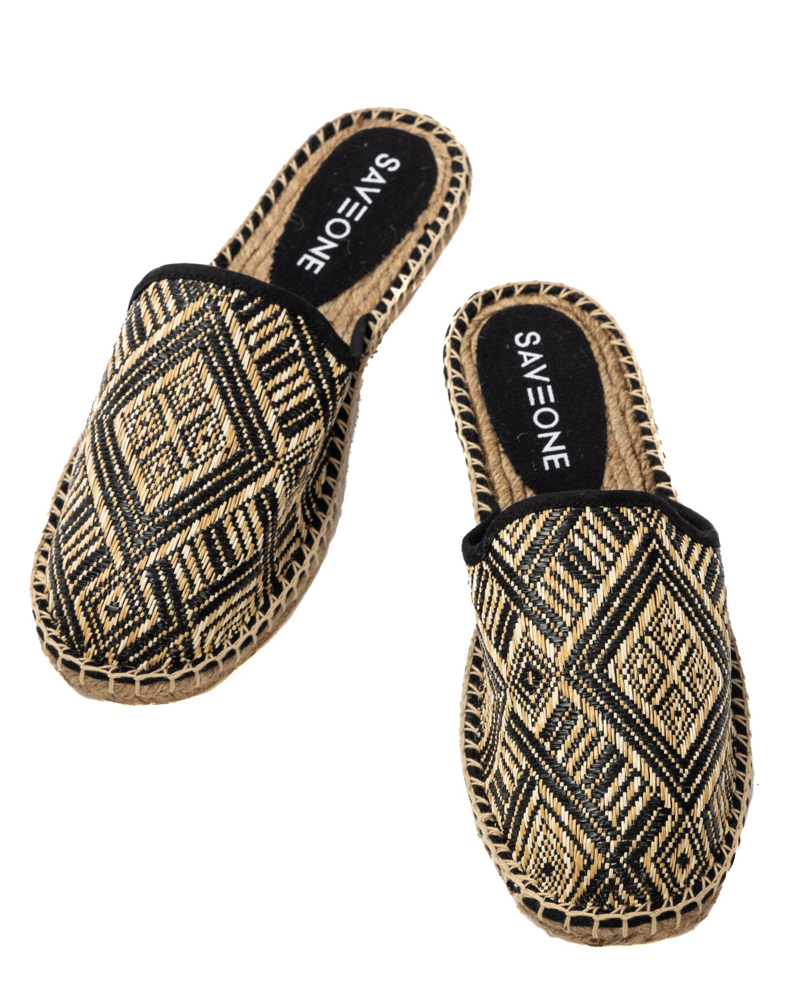 Portofino - black ethnic espadrilles mules