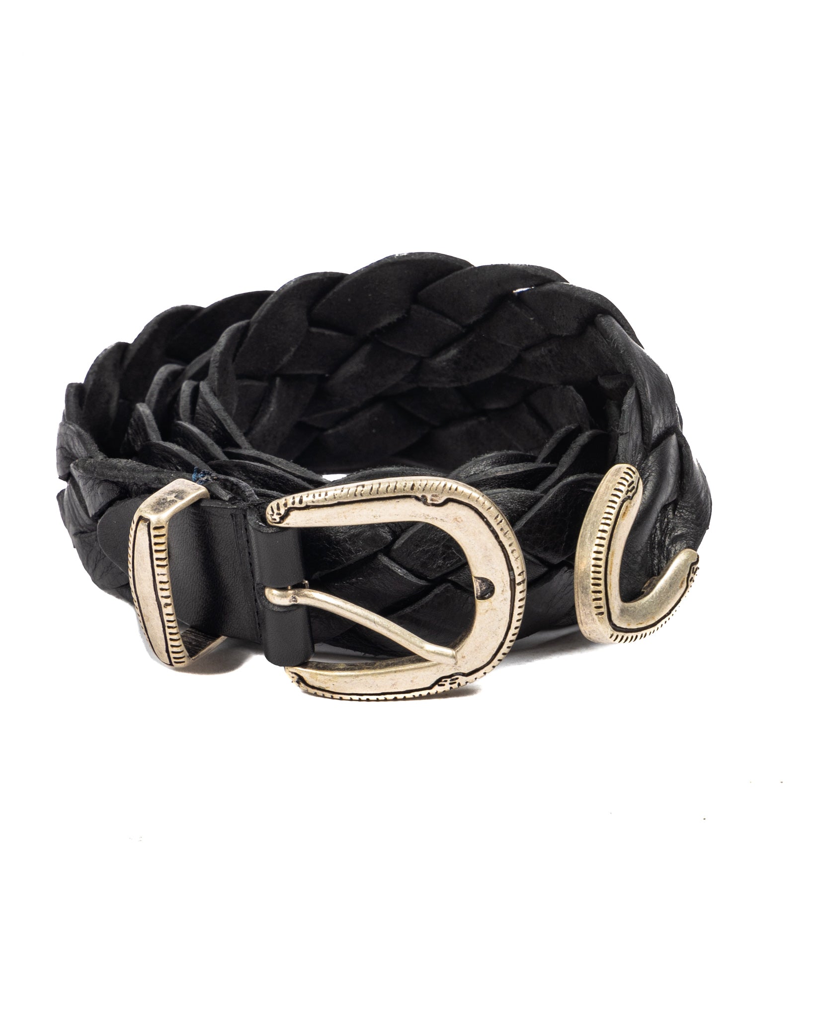 Chianti - black wide woven leather belt