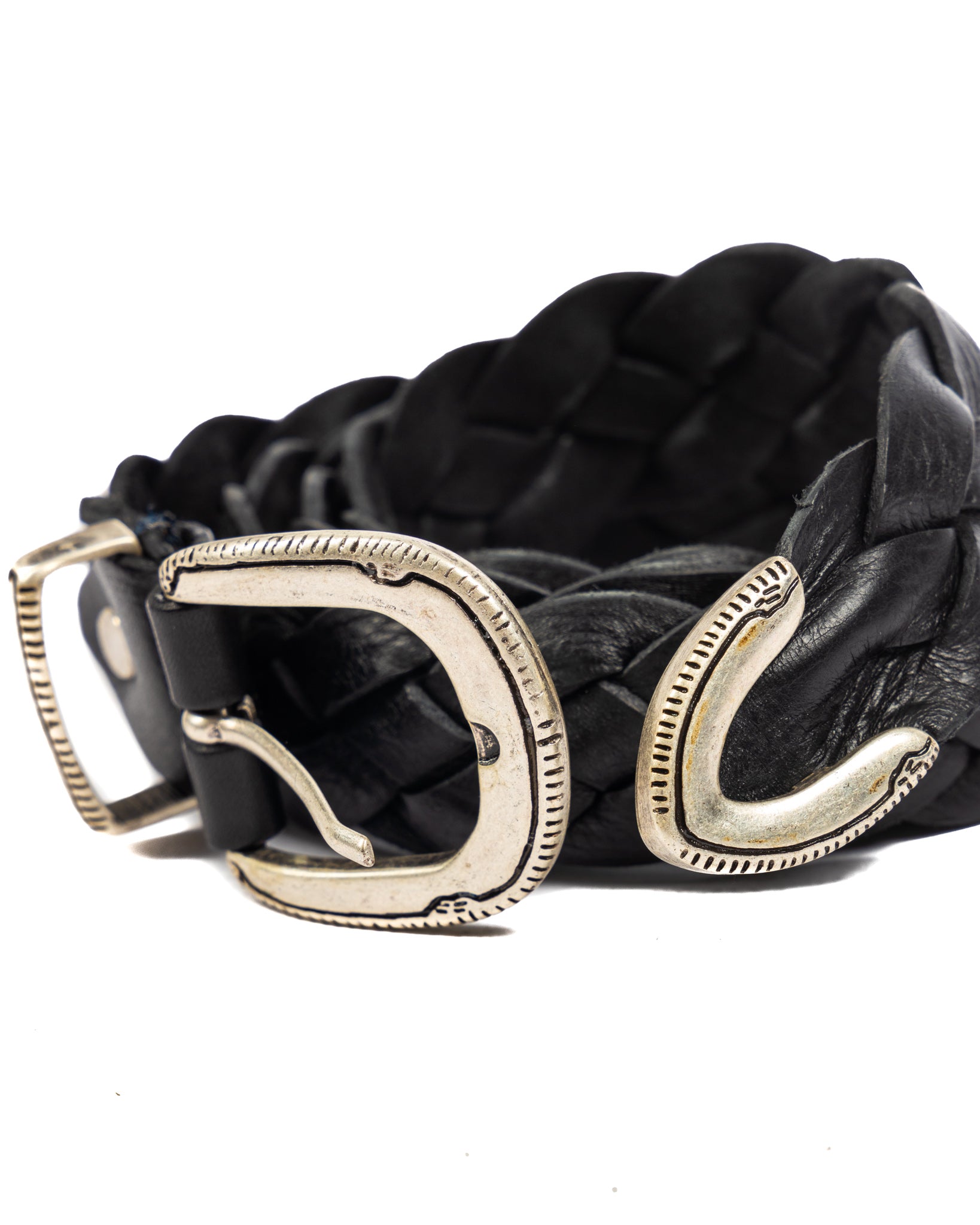 Chianti - black wide woven leather belt