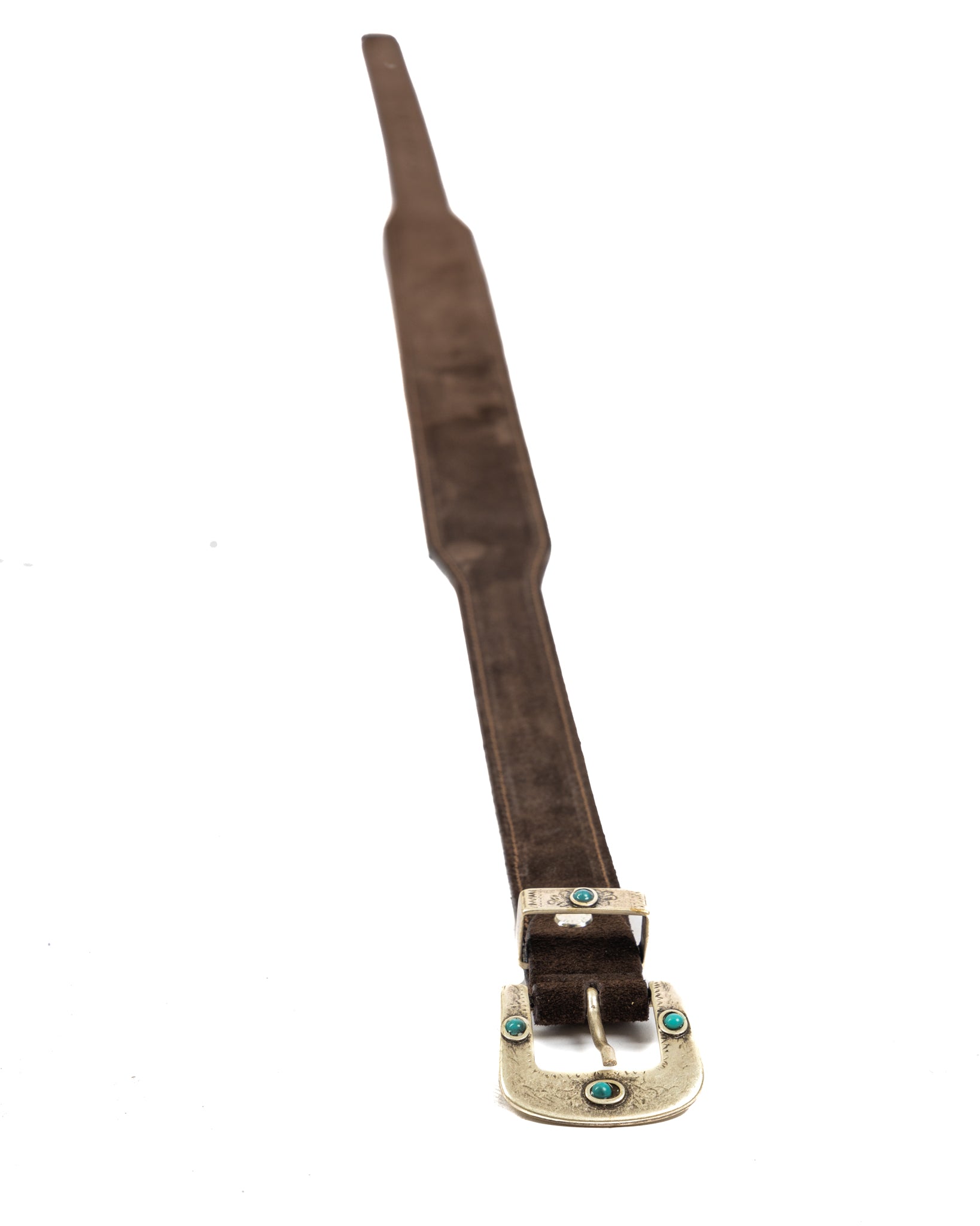 Quirico - dark brown jewel belt in suede
