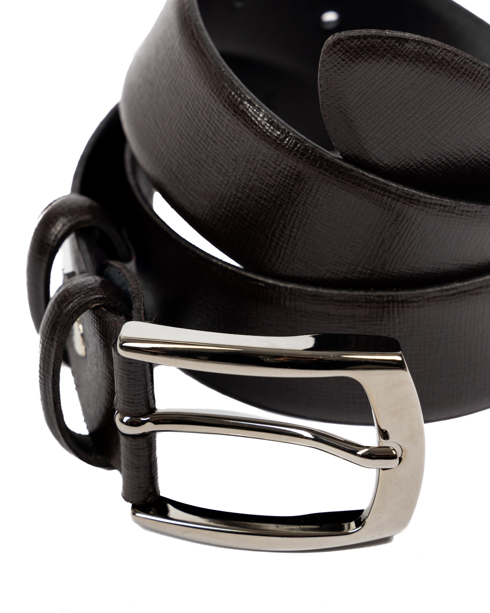 Capalbio - dark brown saffiano leather belt