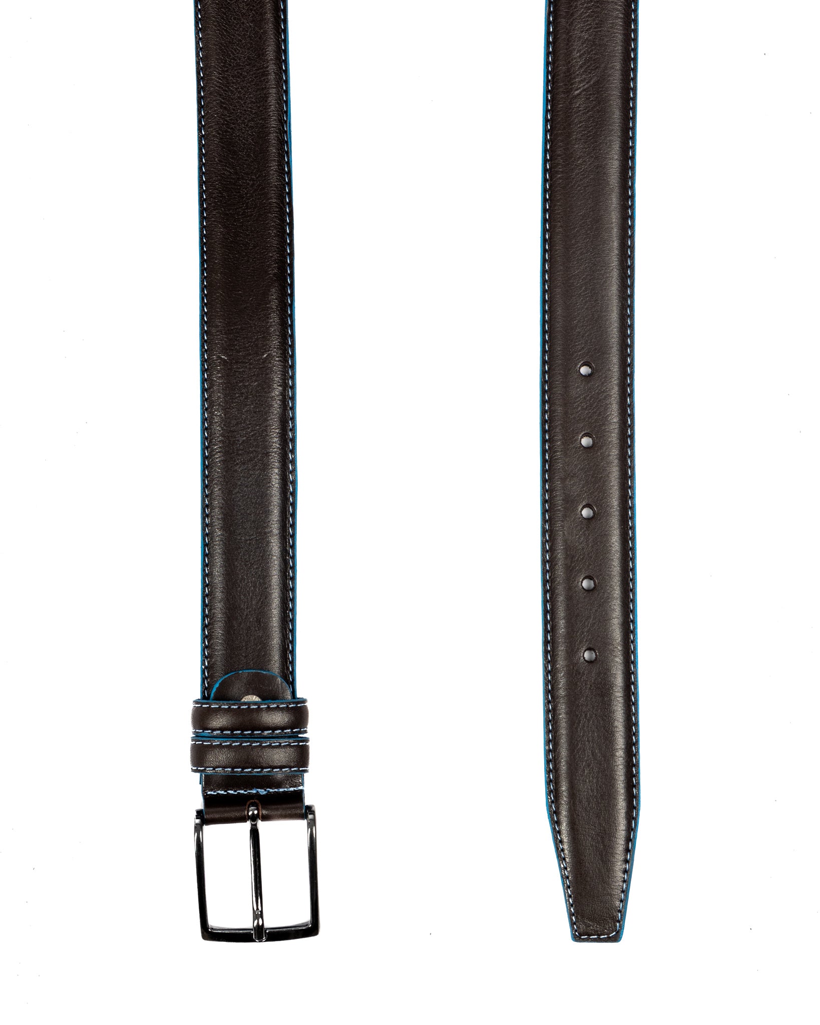 Pienza - dark brown leather belt with contrasting stitching
