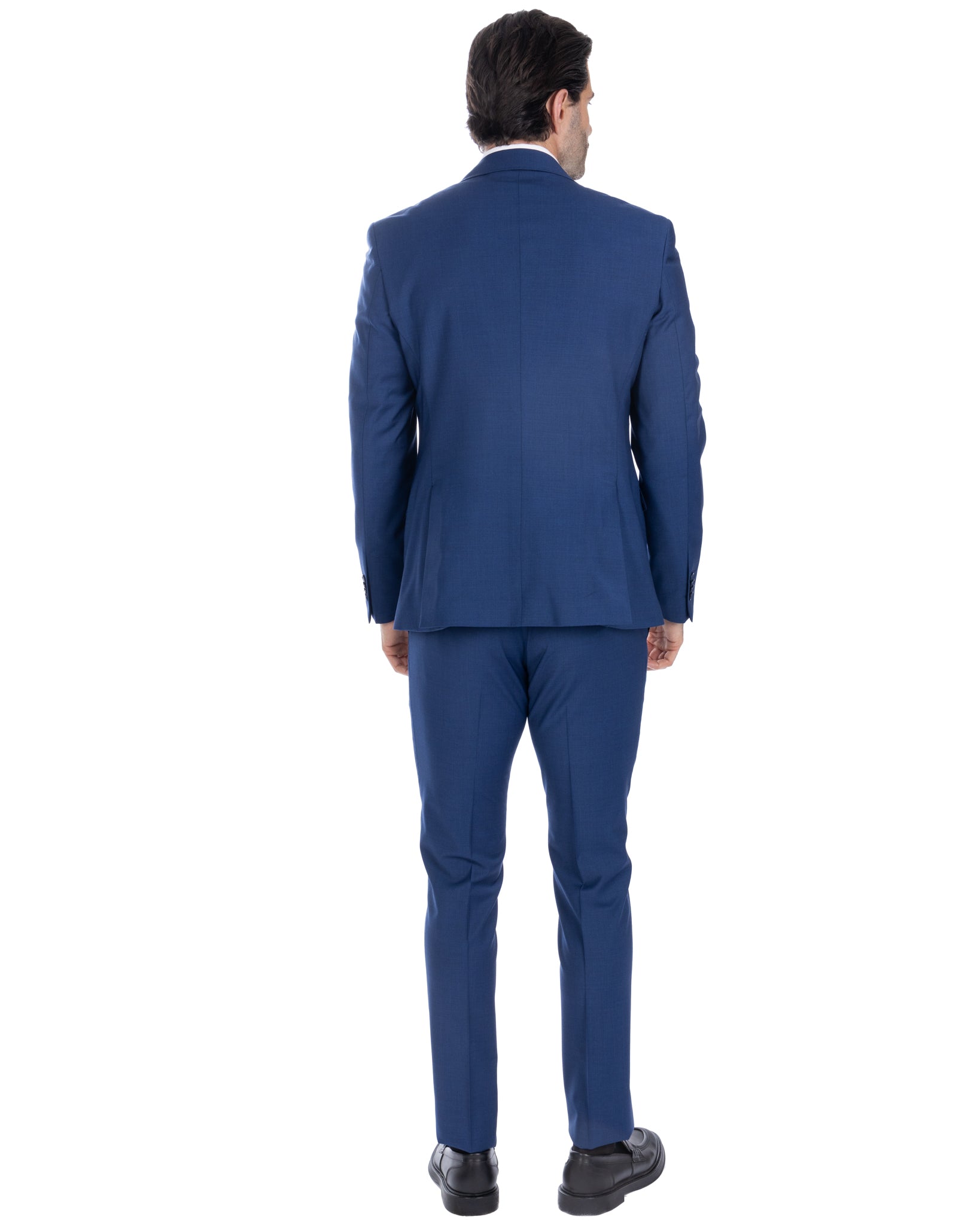 New york - costume droit en laine bleu bleuet