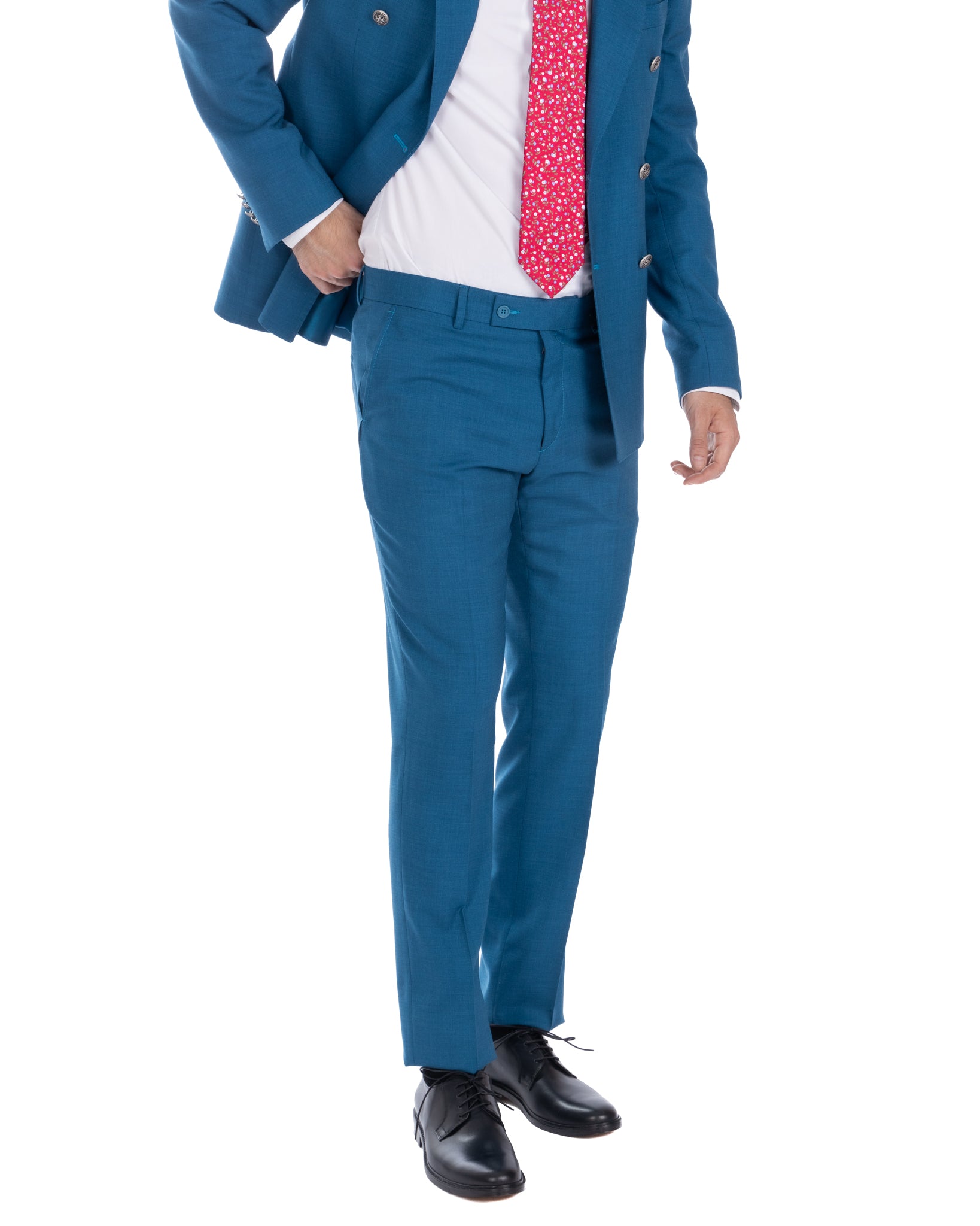 Thun - teal melange double-breasted suit