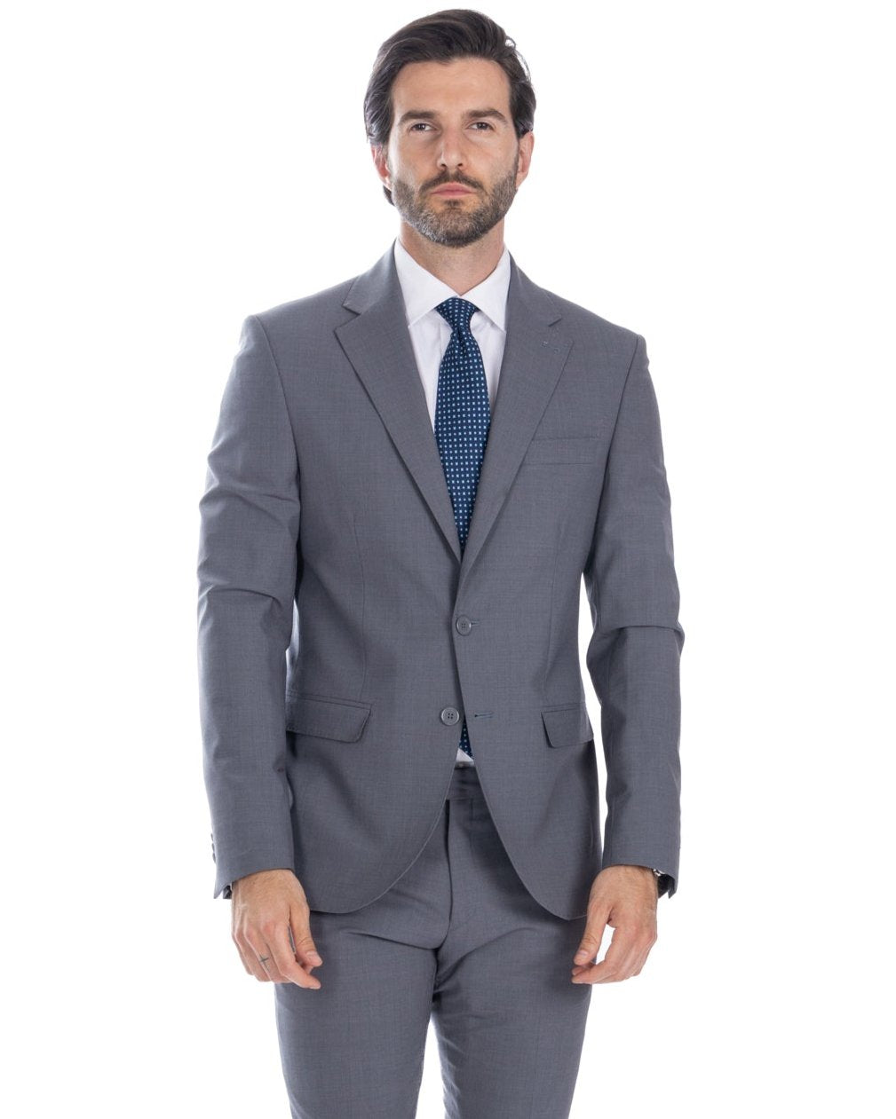 New york - costume droit en laine gris