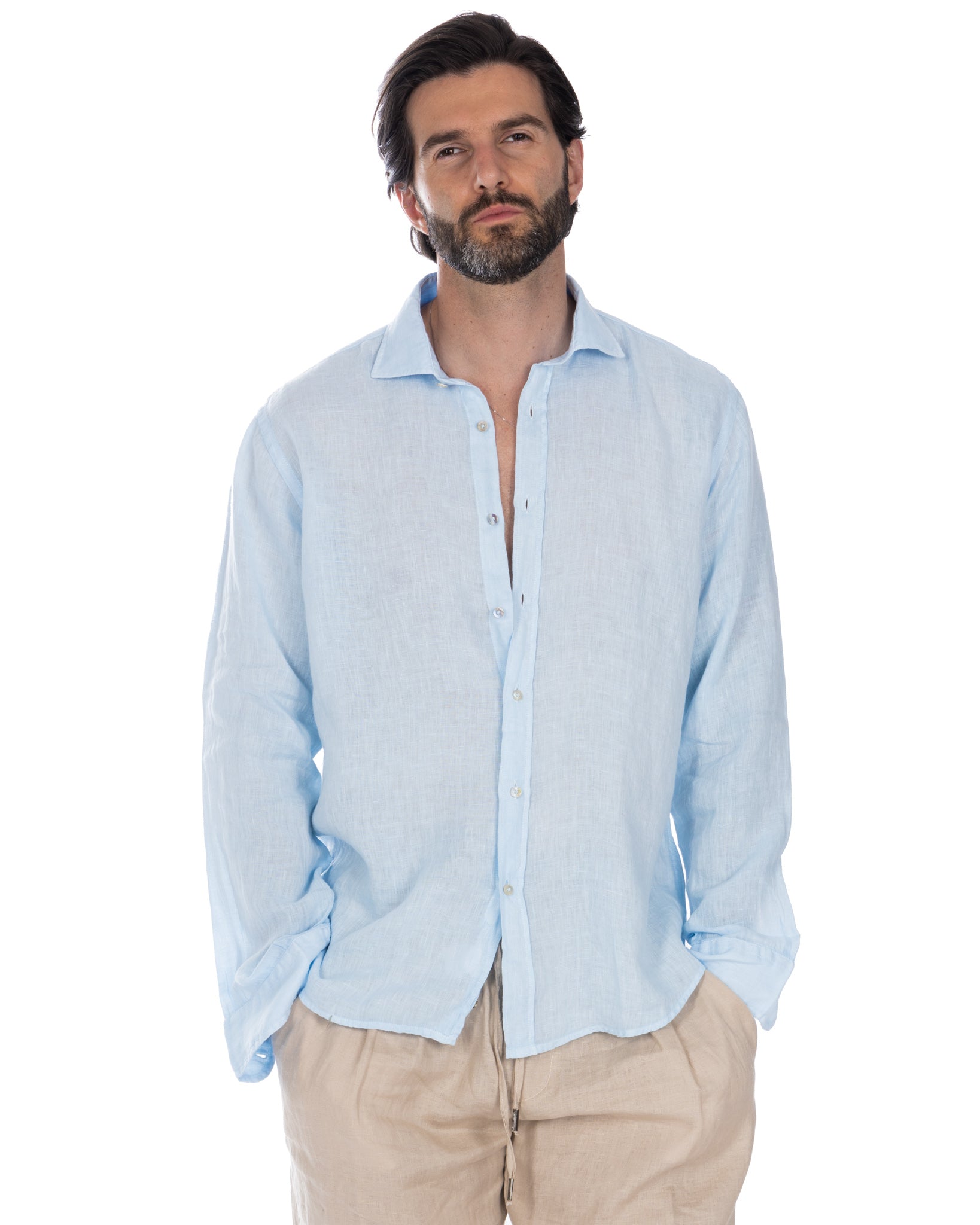 Montecarlo - chemise pur lin ciel