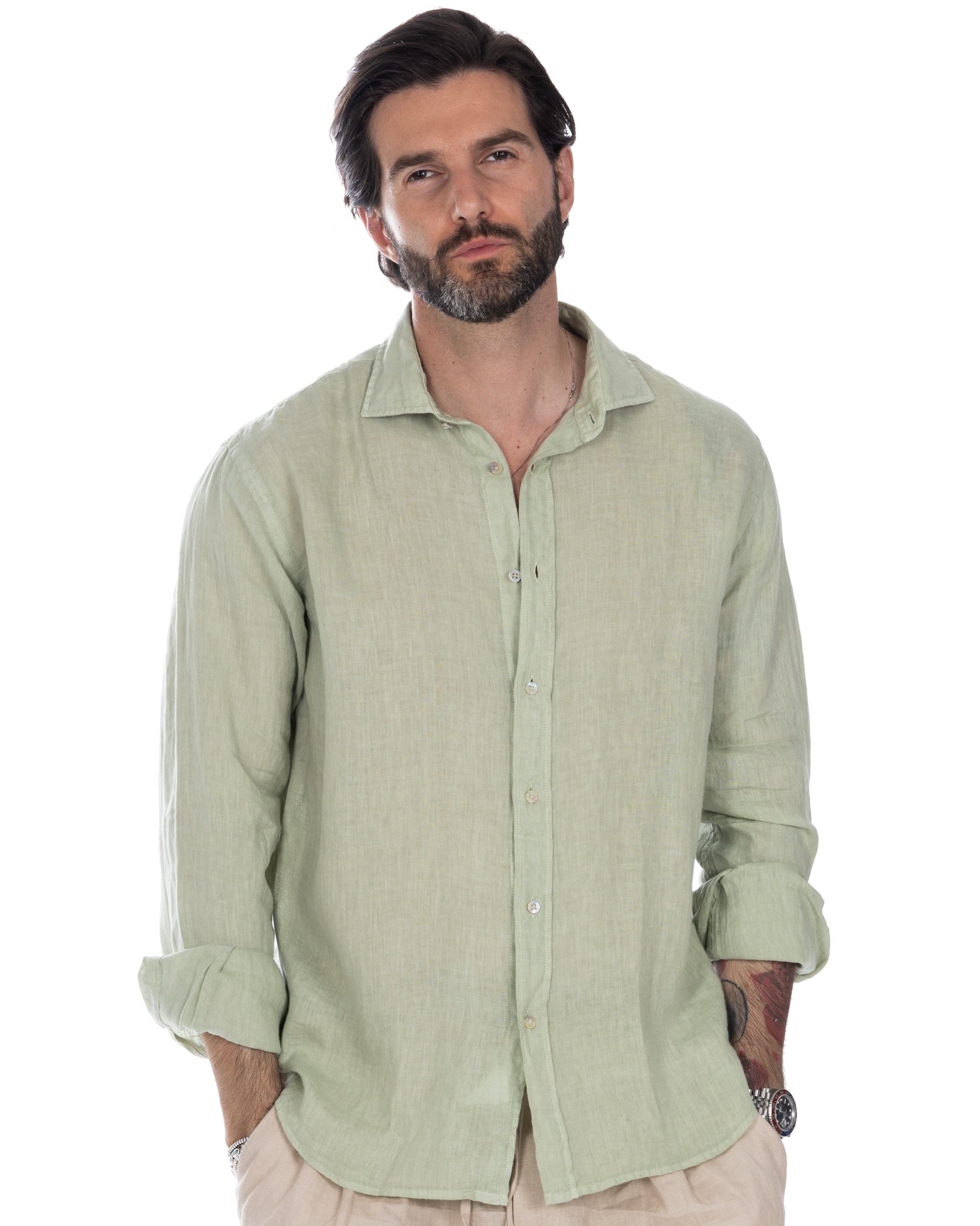 Montecarlo - chemise vert pur lin