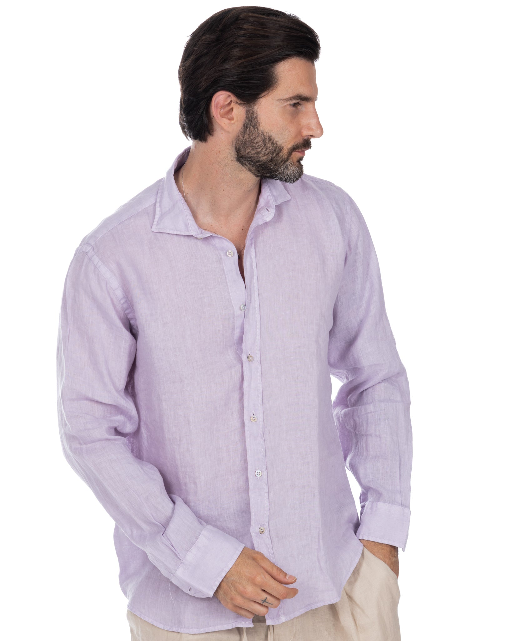 Montecarlo - lilac pure linen shirt