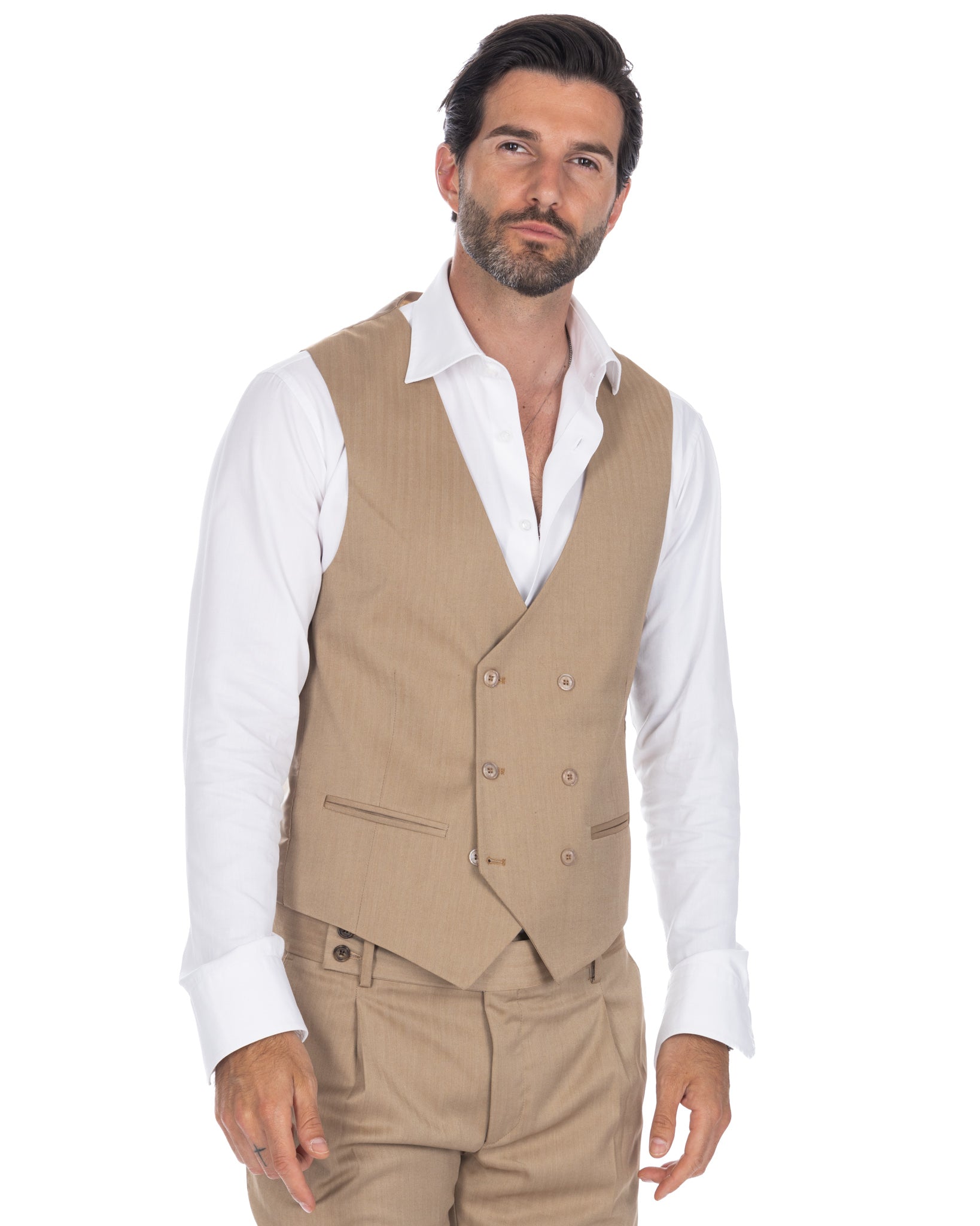 Nantes - camel solar double-breasted waistcoat