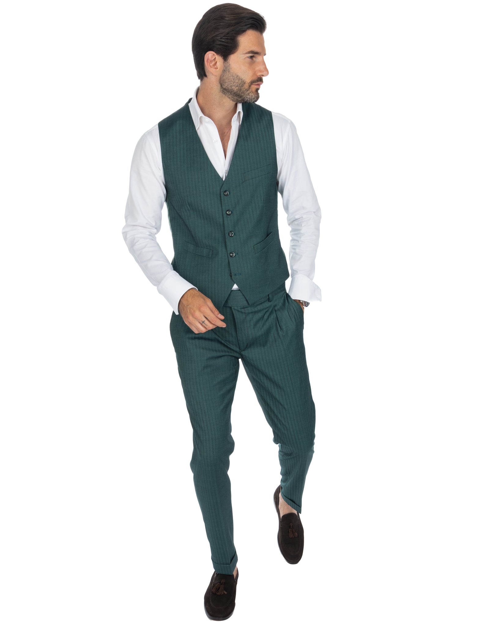 Lyon - green solaro single-breasted waistcoat