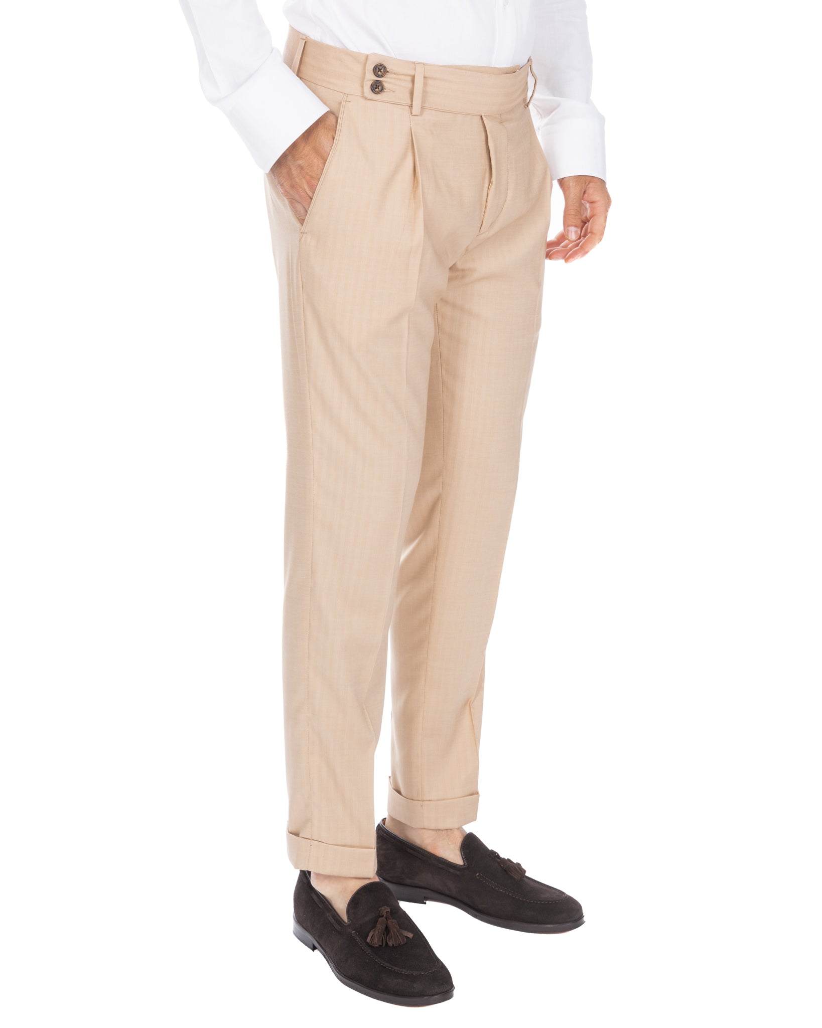 Colonia - pantalon taille haute solaro beige