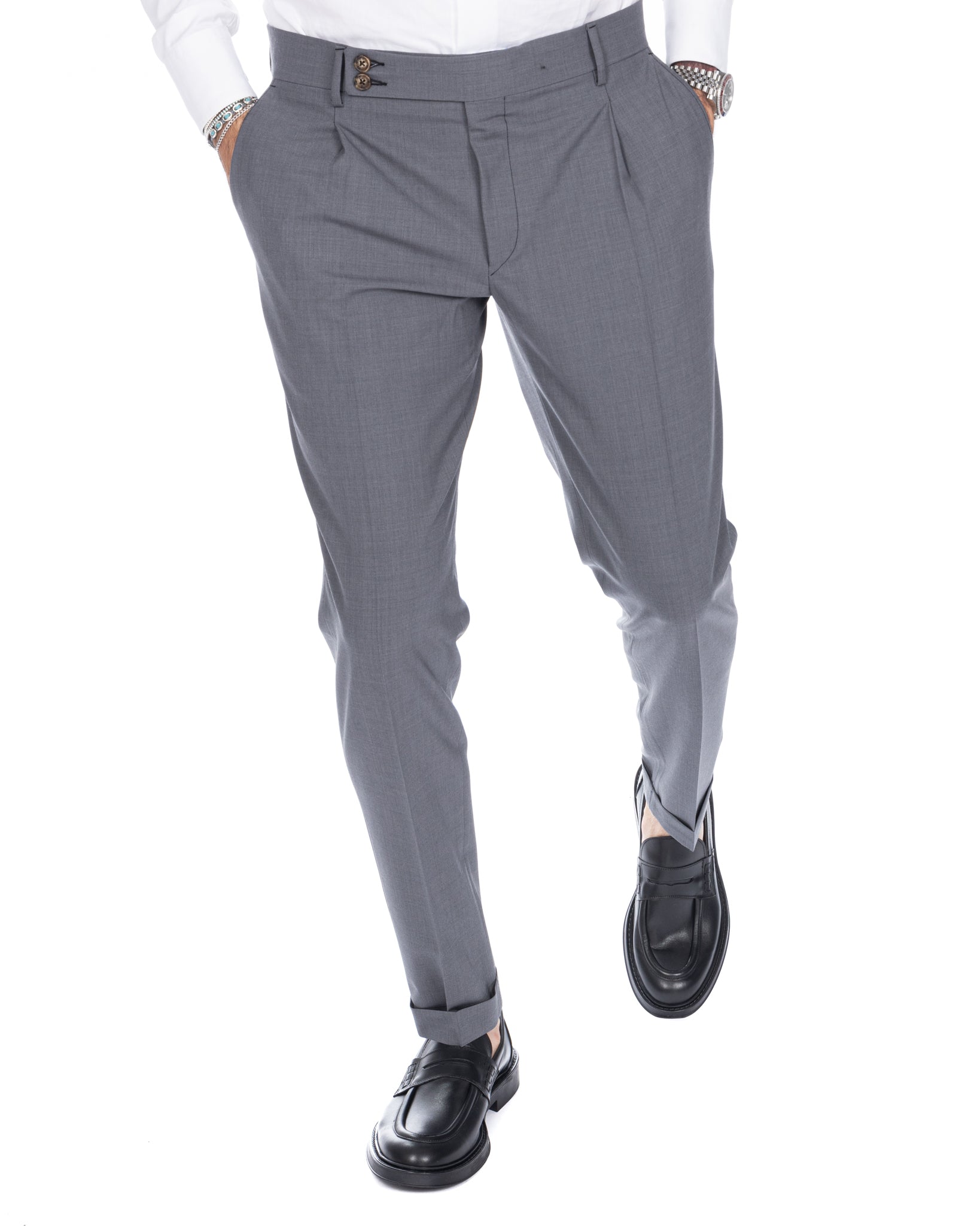 Queens - pantalon en laine gris