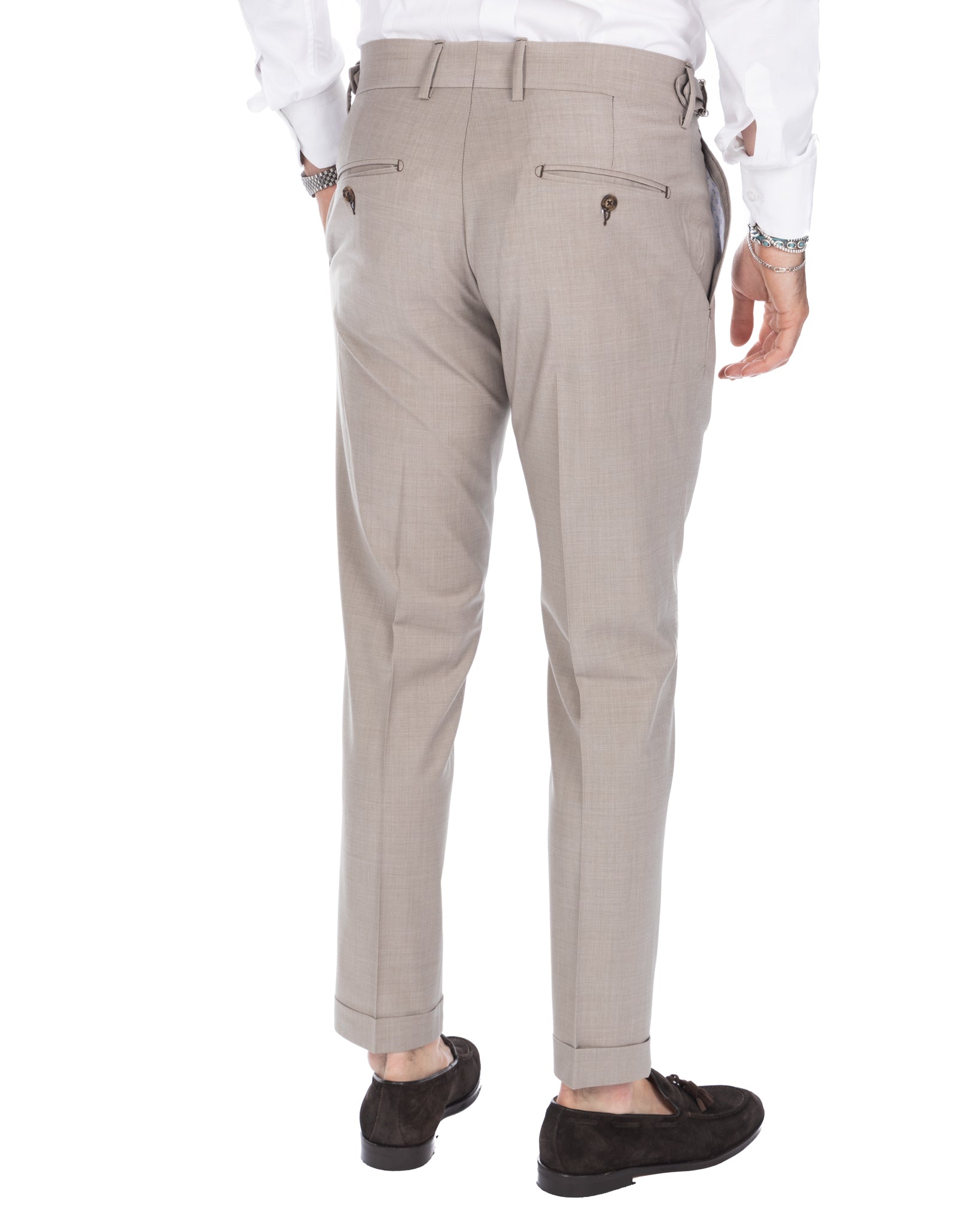 Manhattan - beige high-waisted wool trousers