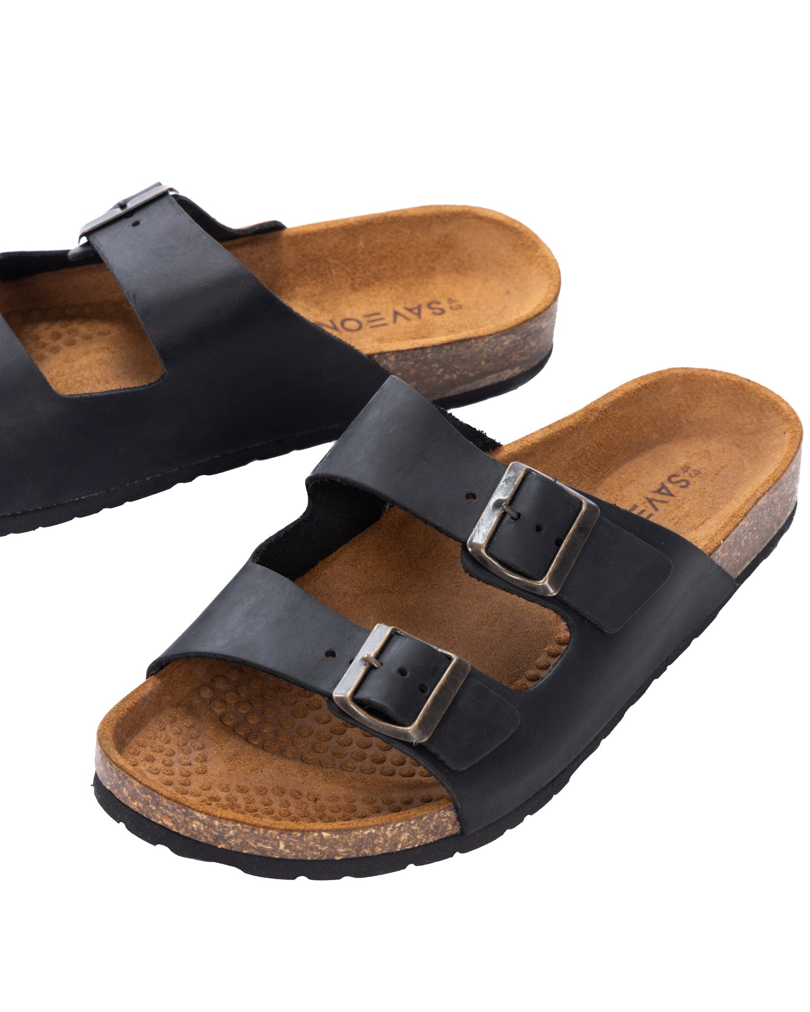 Omar - black washed leather slippers