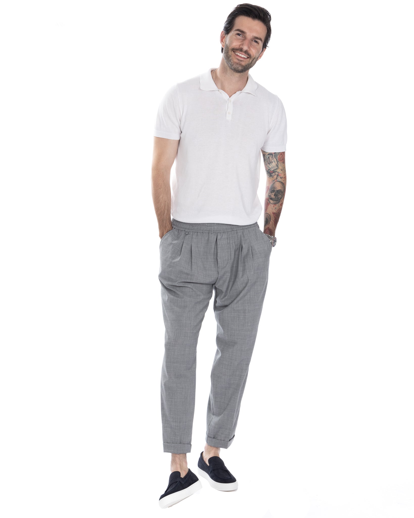 Larry - light gray wool blend trousers