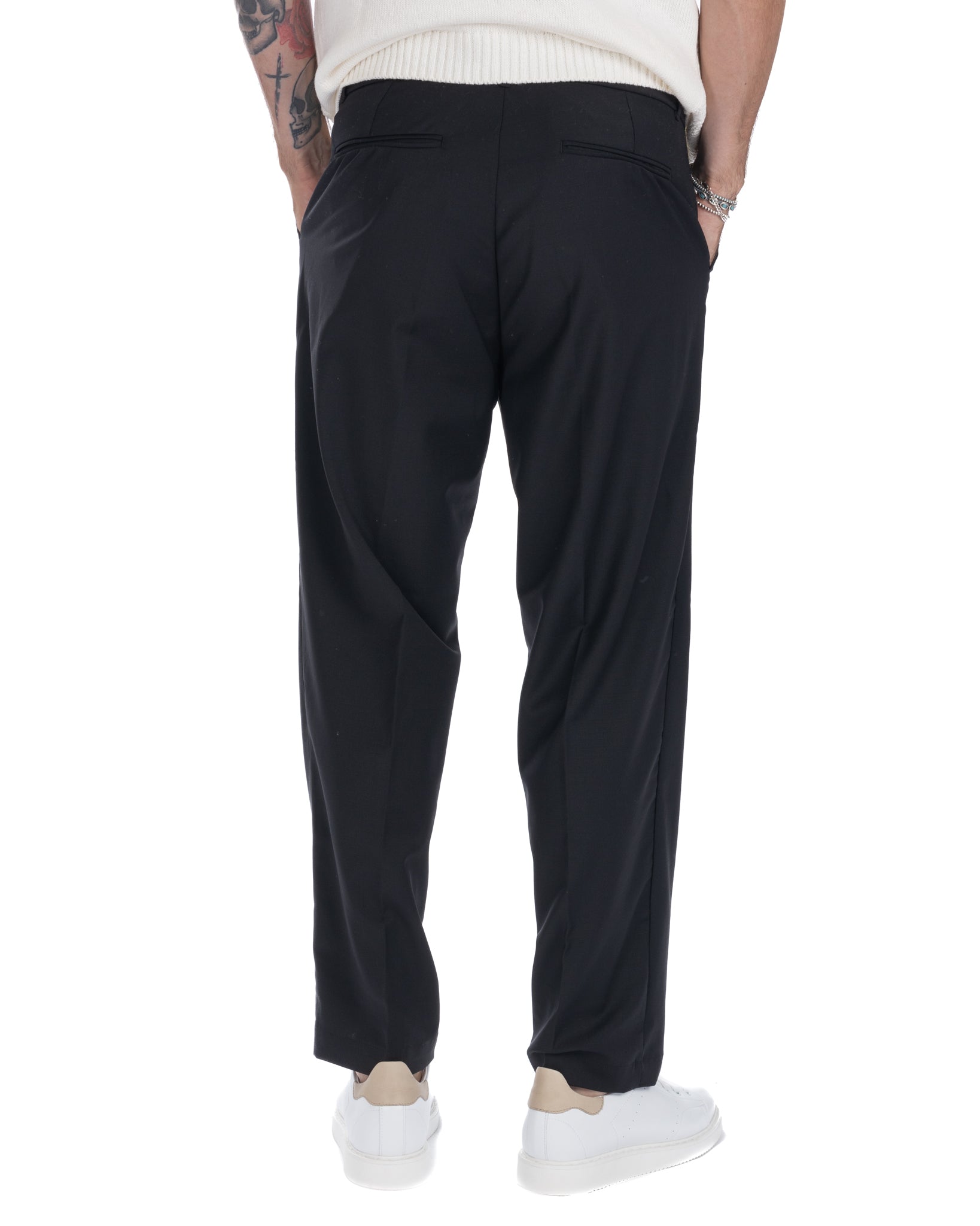 Jacob - black wide trousers in wool blend