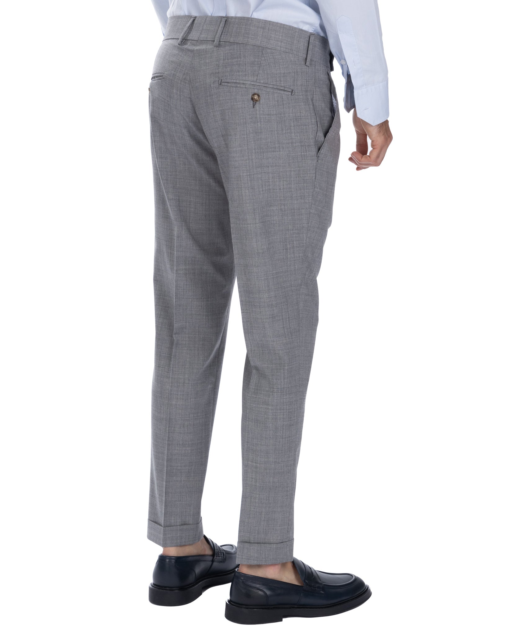 Italian - light gray high-waisted trousers in wool blend