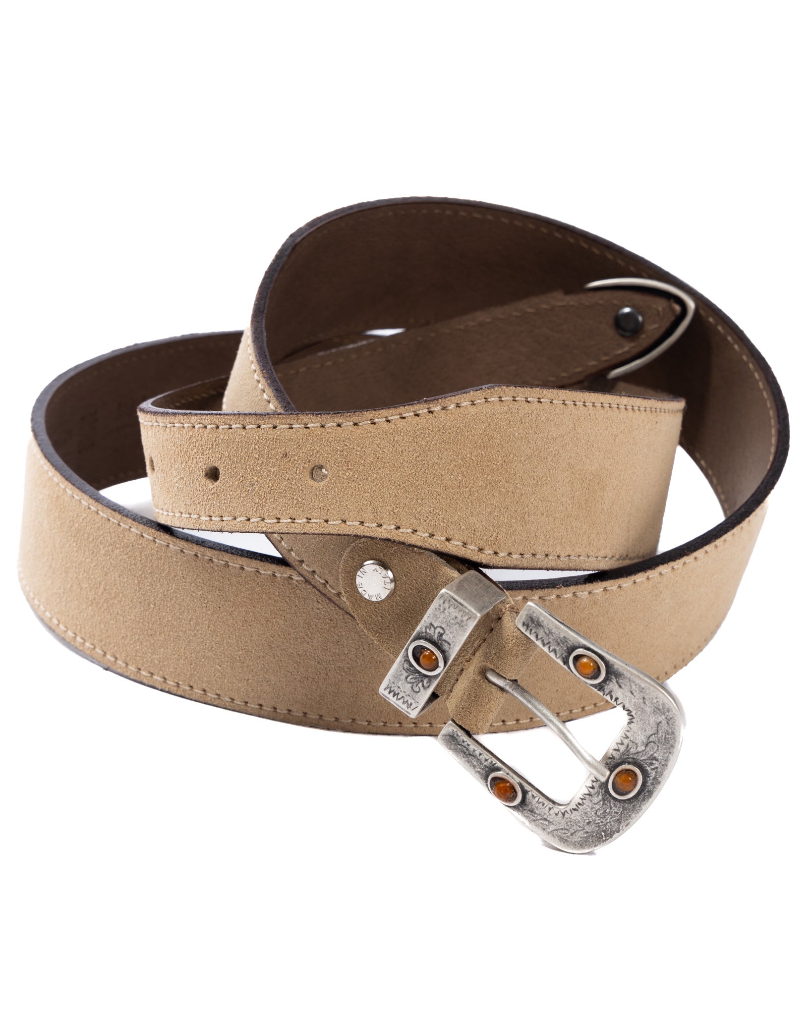 Quirico - beige suede jewel belt