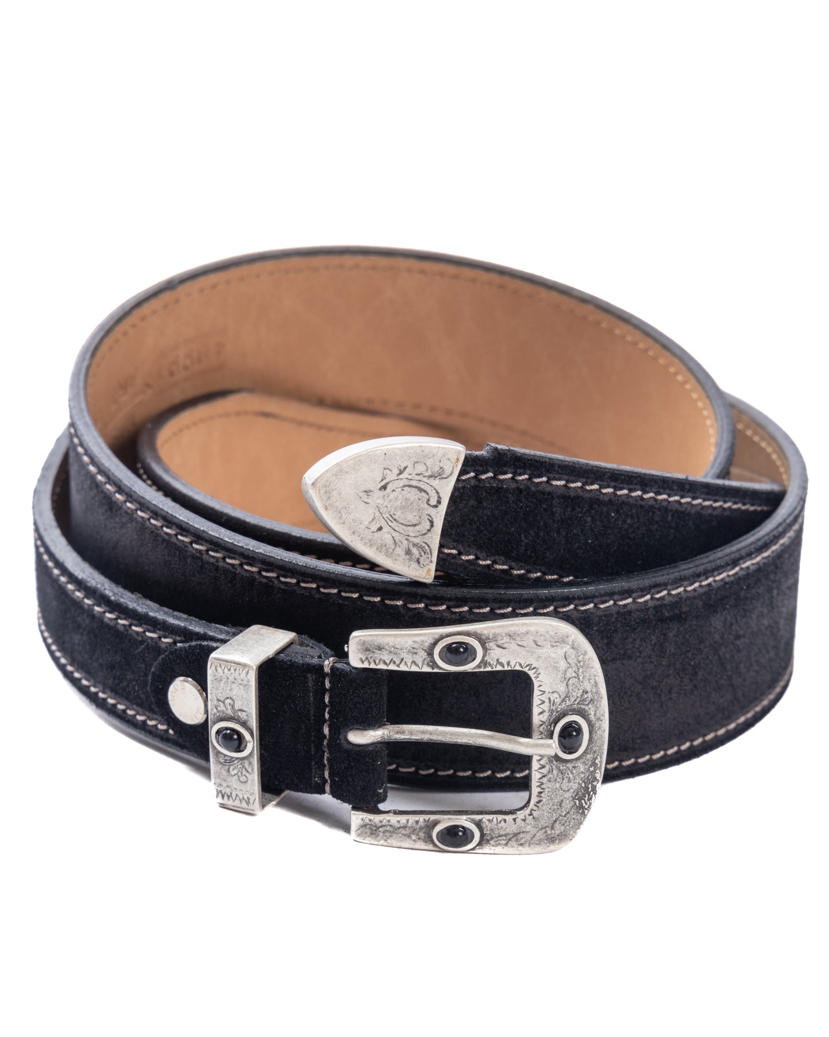 Quirico - ceinture bijou noire en daim