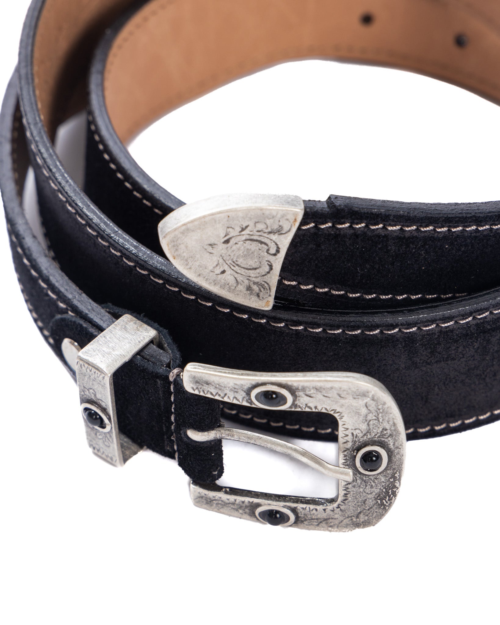 Quirico - black suede jewel belt