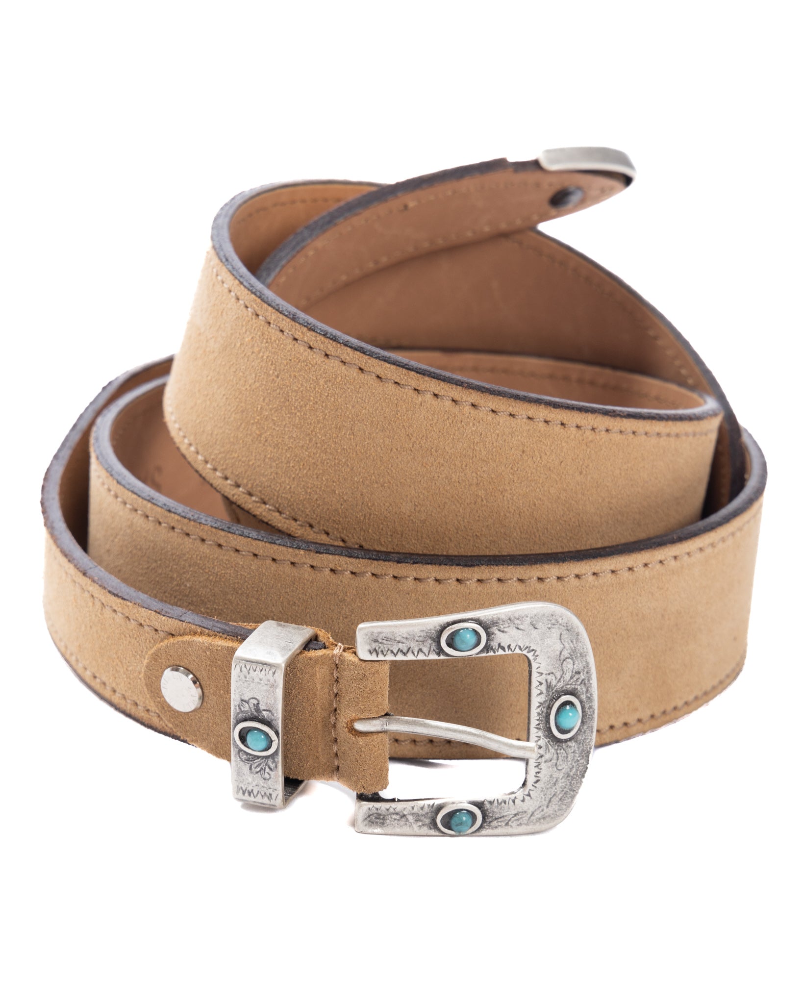 Quirico - beige suede jewel belt