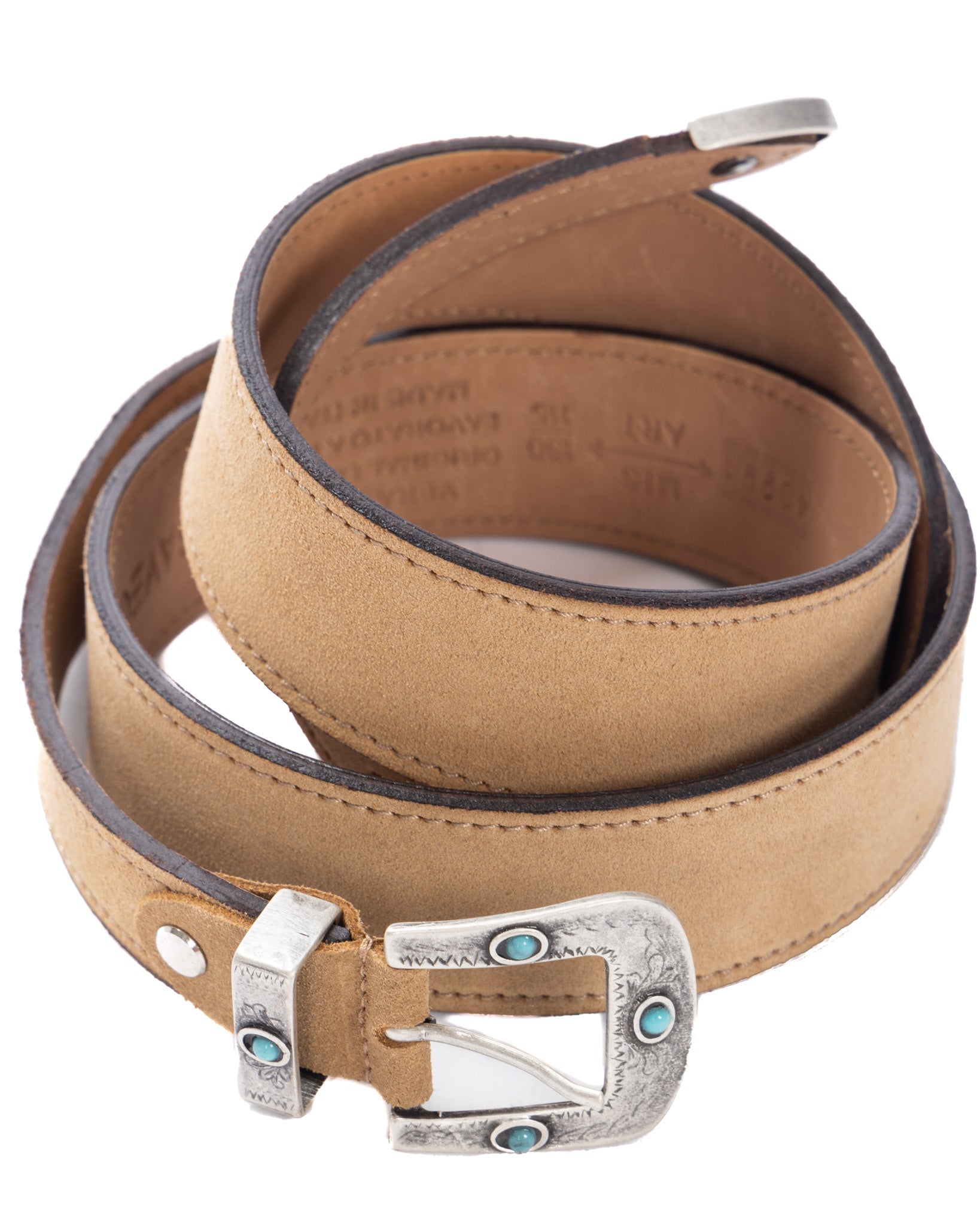 Quirico - beige suede jewel belt