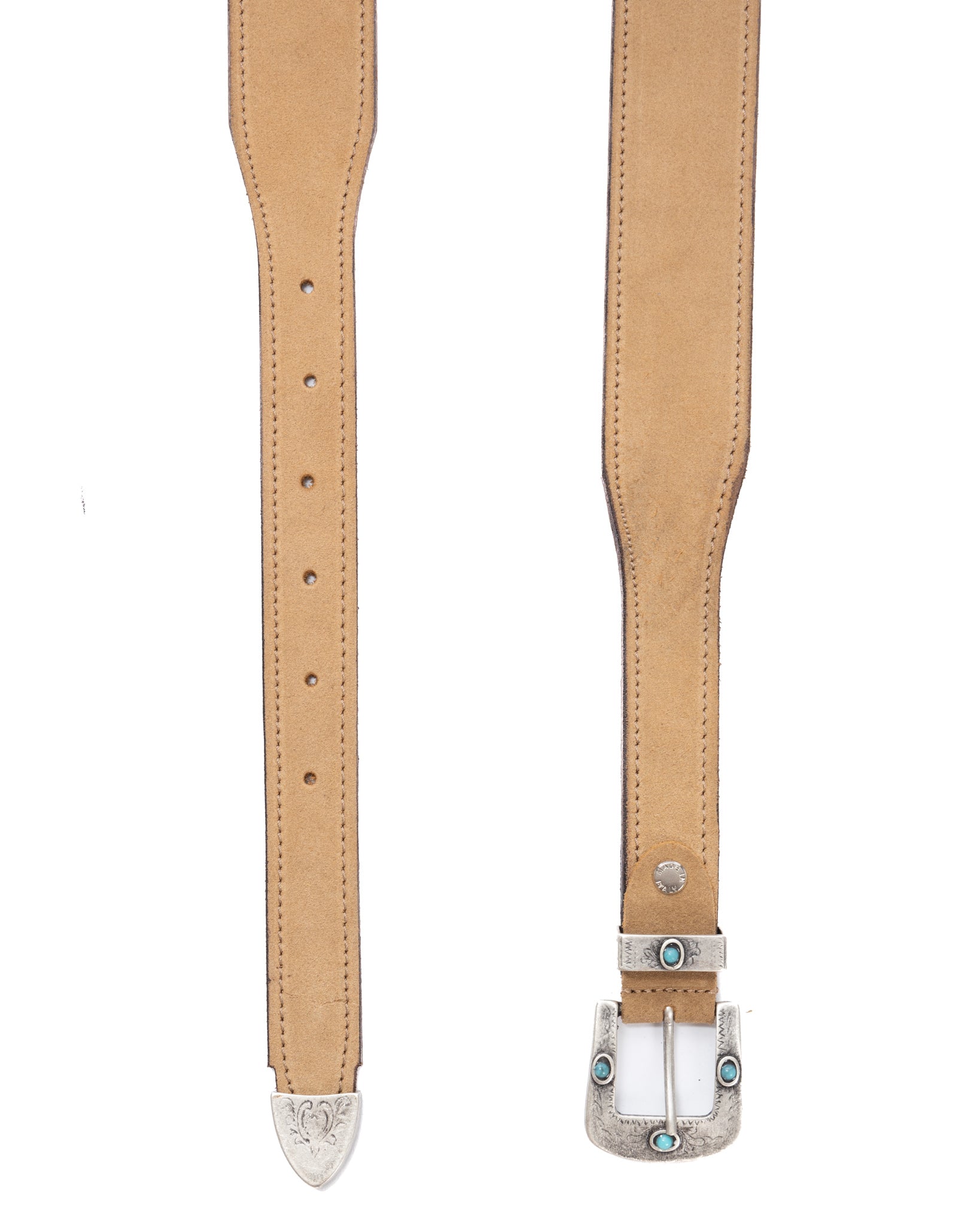 Quirico - beige suede jewel belt